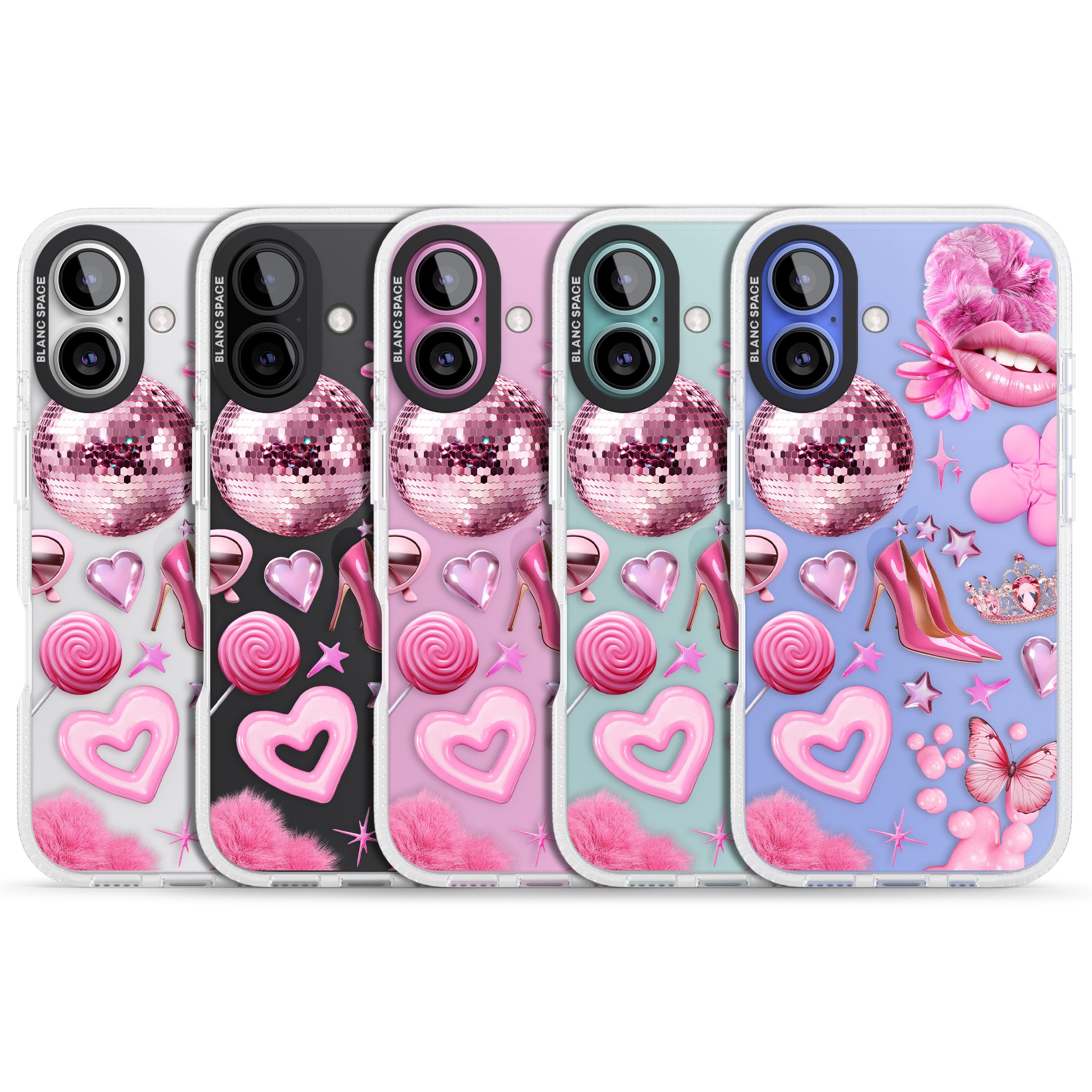 Pink Glam iPhone 16 / 16 Plus Clear Case Impact Air - Blanc Space
