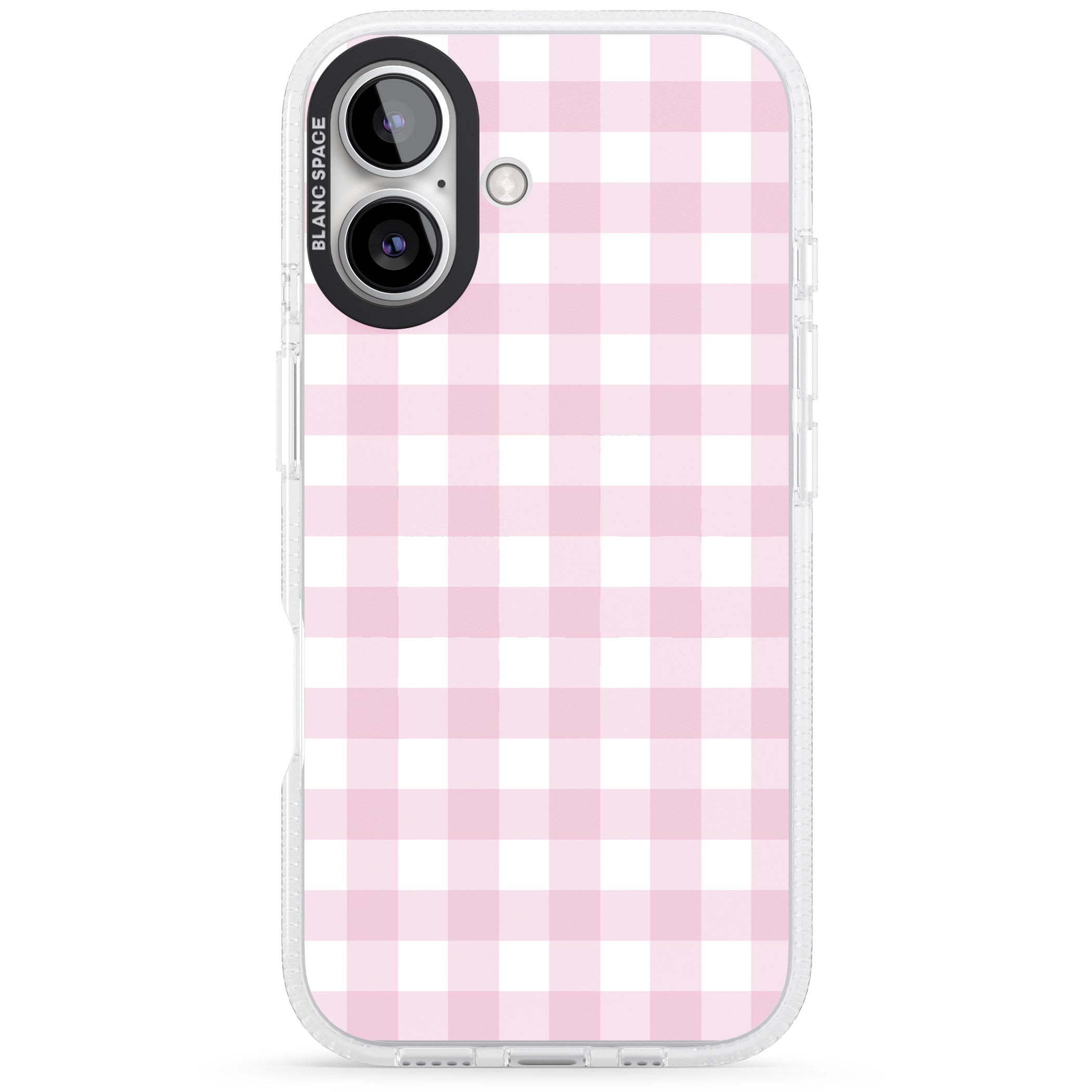 Pink Gingham Pattern iPhone 16 / 16 Plus Clear Case Impact Air - Blanc Space