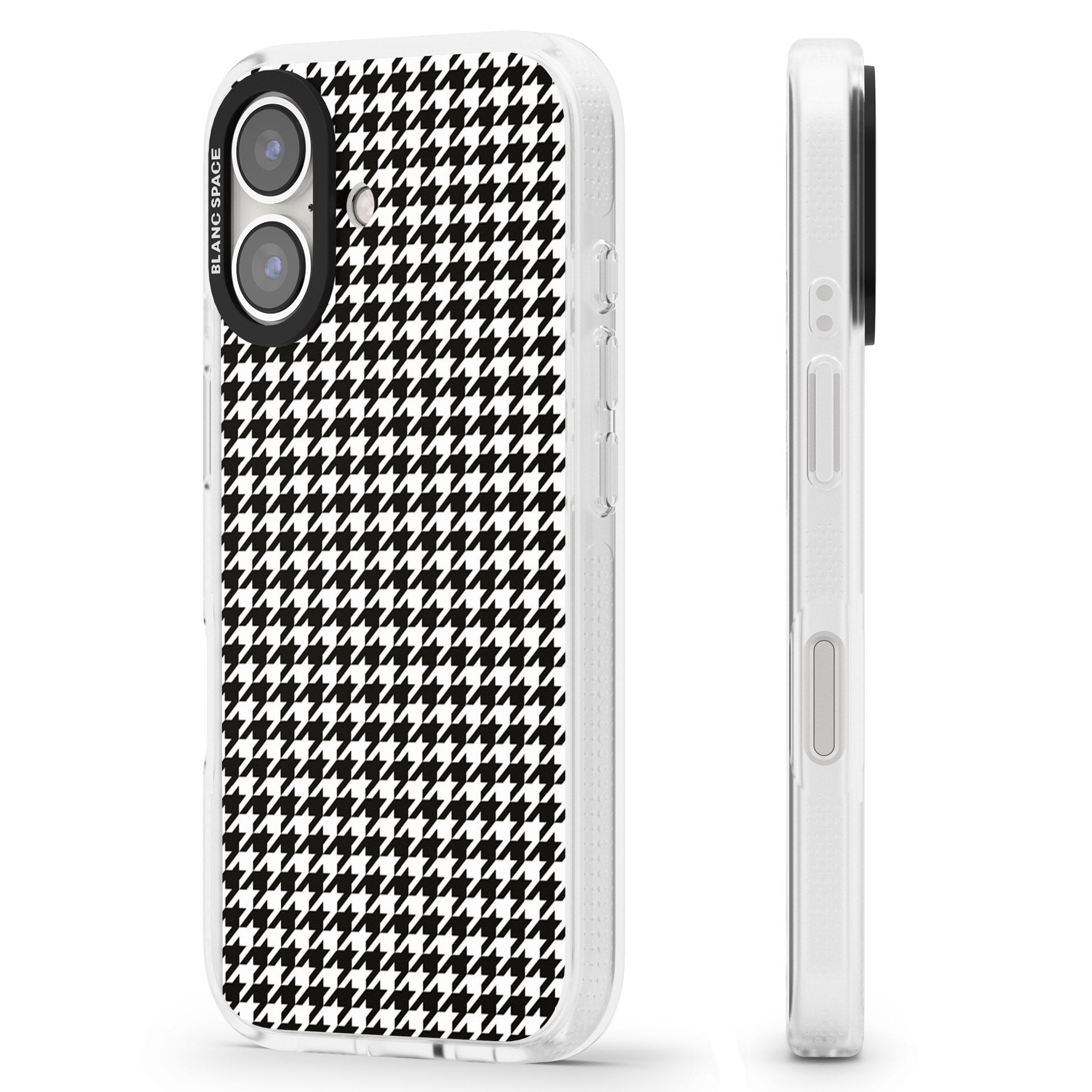 Chic Houndstooth Check iPhone 16 / 16 Plus Clear Case Impact Air - Blanc Space