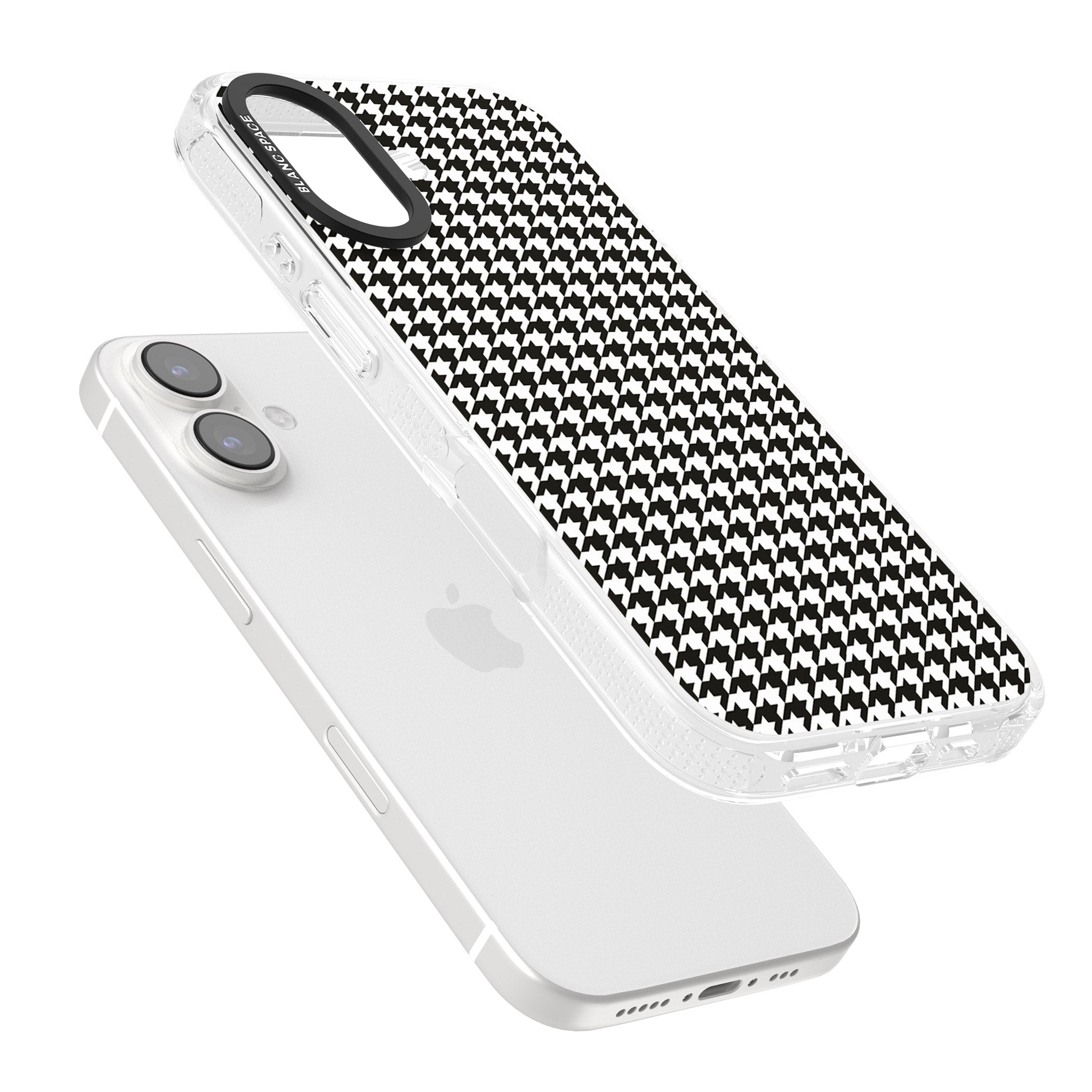 Chic Houndstooth Check iPhone 16 / 16 Plus Clear Case Impact Air - Blanc Space