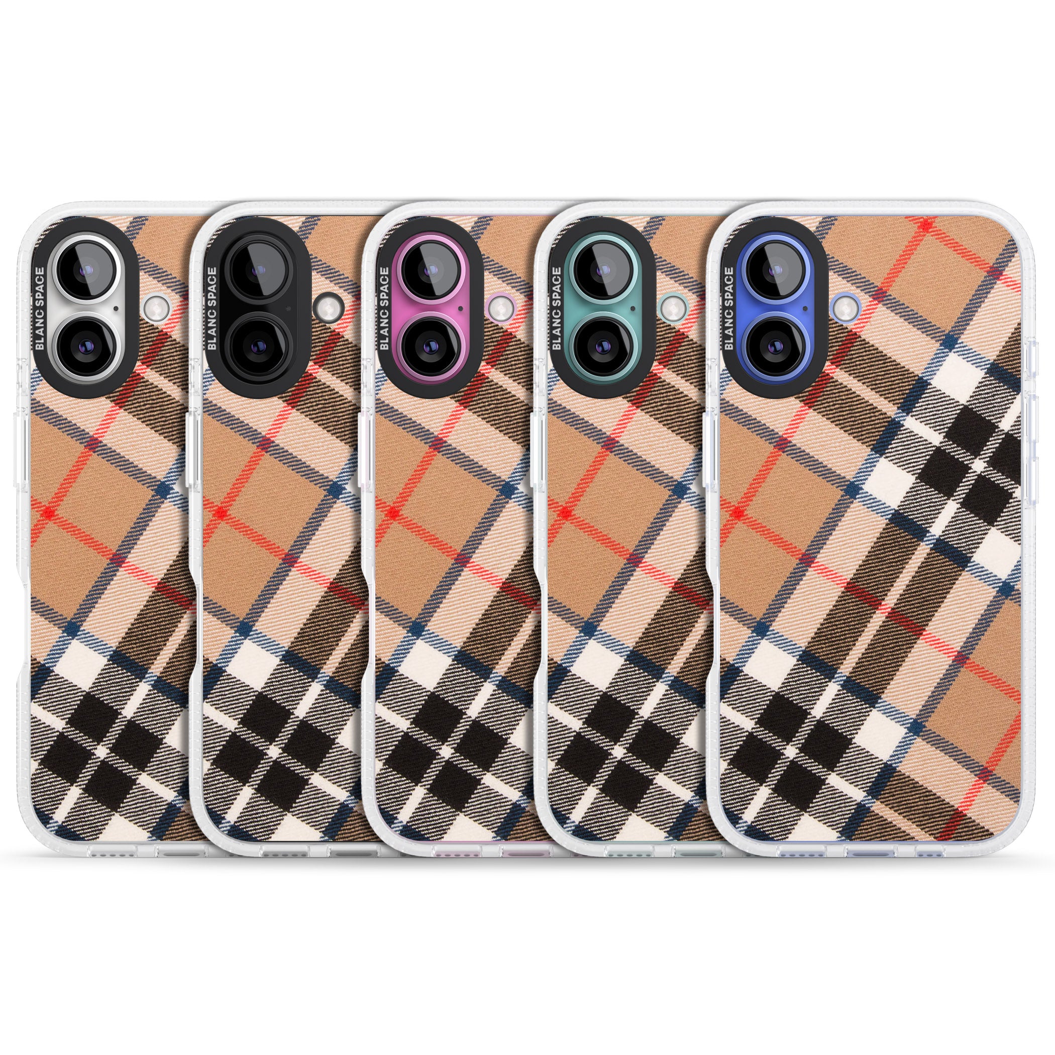 Haymarket Check iPhone 16 / 16 Plus Clear Case Impact Air - Blanc Space