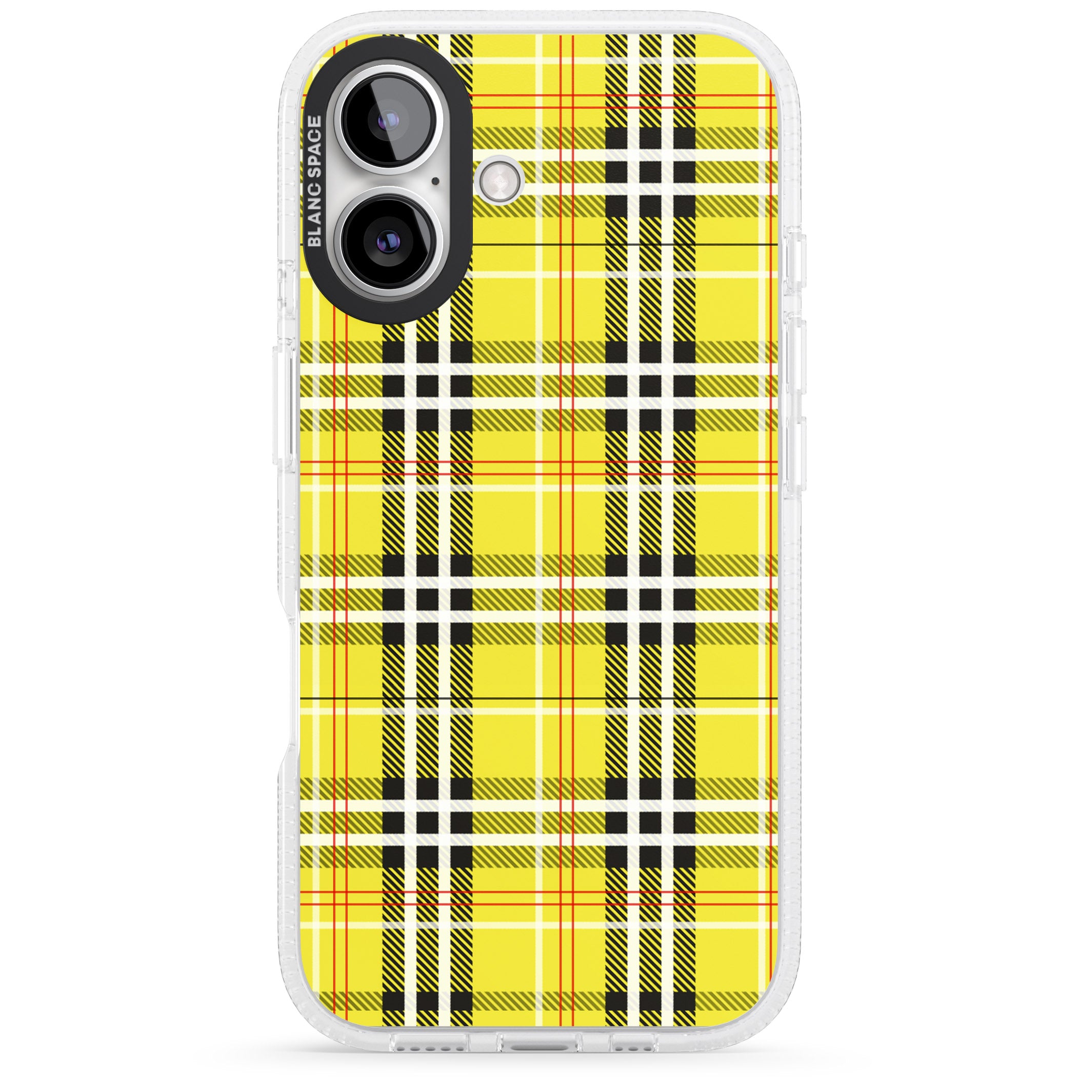 Yellow Plaid iPhone 16 / 16 Plus Clear Case Impact Air - Blanc Space