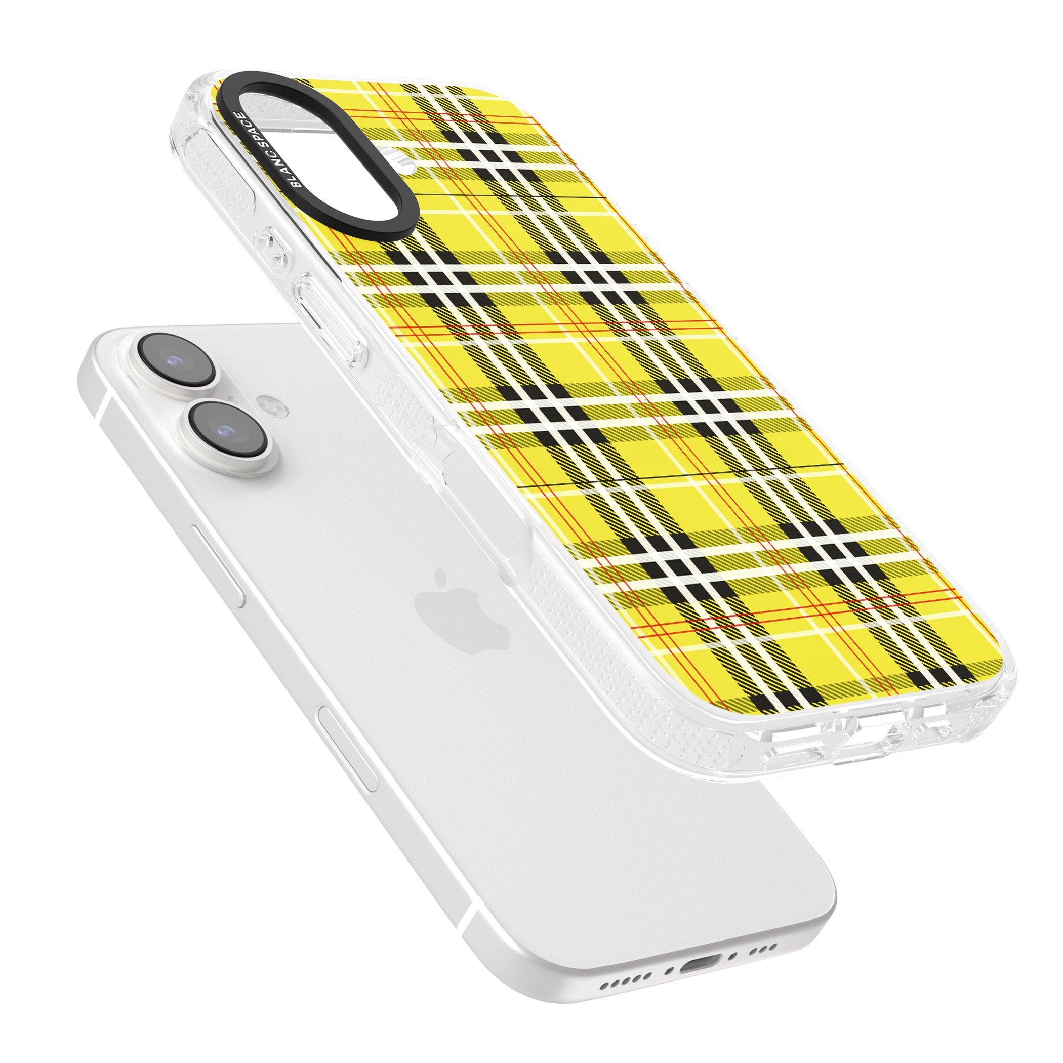Yellow Plaid iPhone 16 / 16 Plus Clear Case Impact Air - Blanc Space