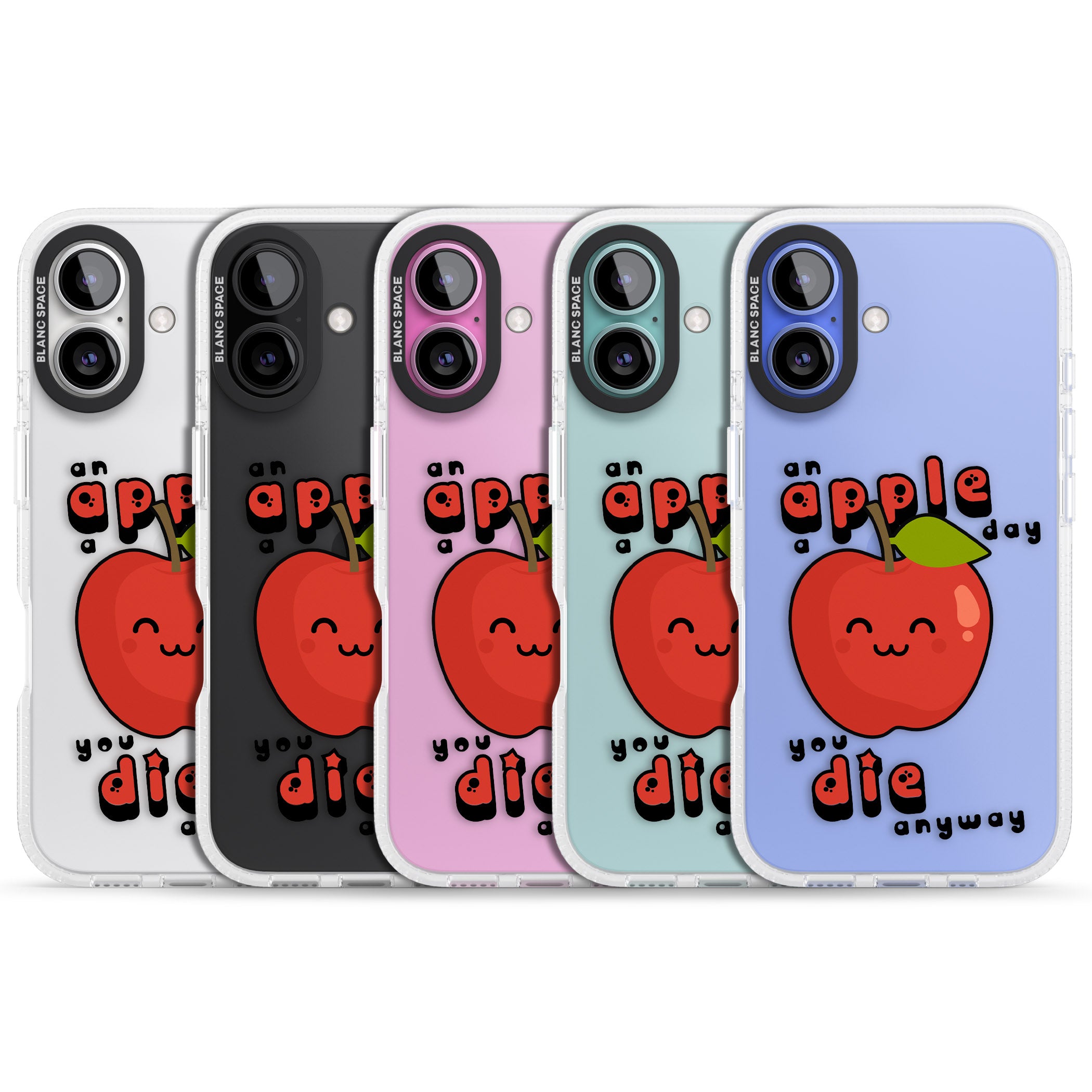 An Apple a Day iPhone 16 / 16 Plus Clear Case Impact Air - Blanc Space