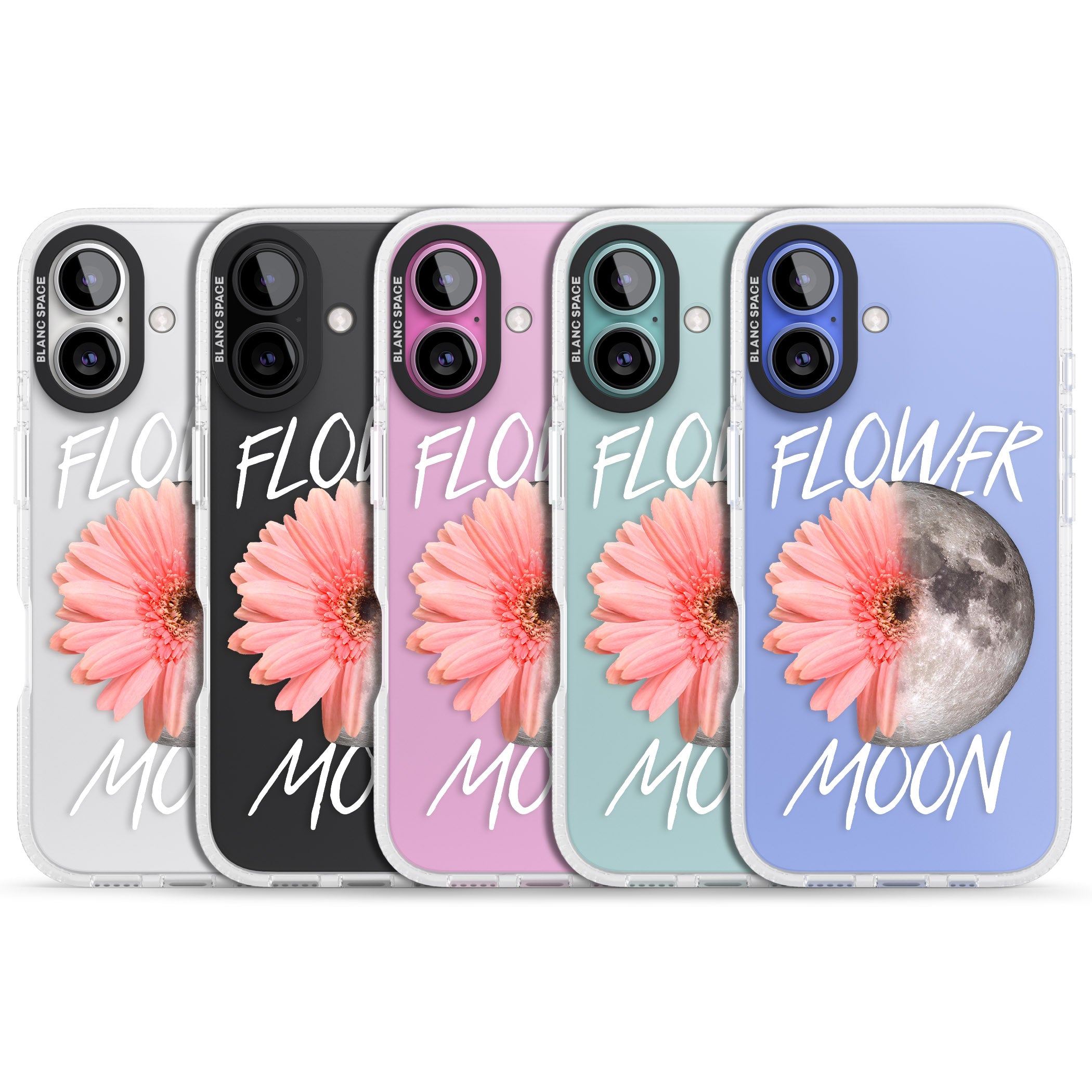 Flower Moon iPhone 16 / 16 Plus Clear Case Impact Air - Blanc Space
