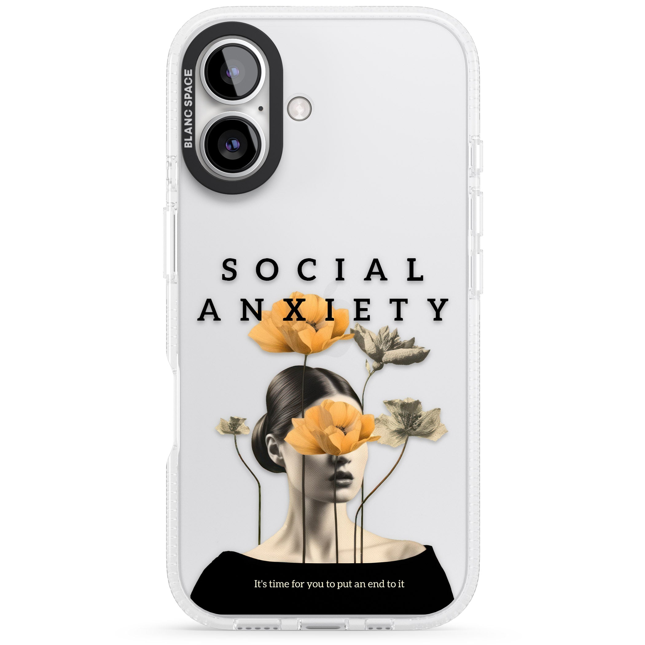 Social Anxiety iPhone 16 / 16 Plus Clear Case Impact Air - Blanc Space
