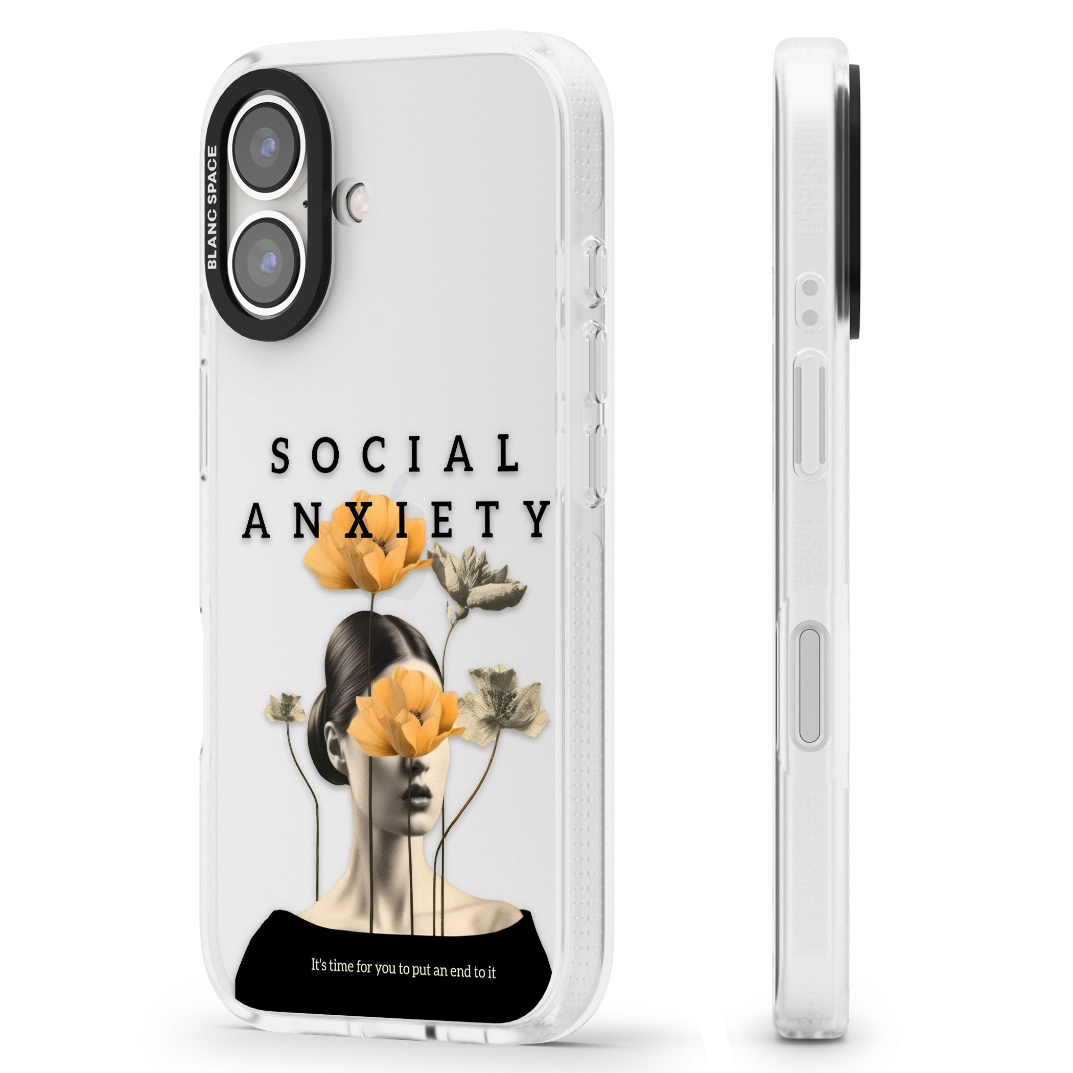 Social Anxiety iPhone 16 / 16 Plus Clear Case Impact Air - Blanc Space