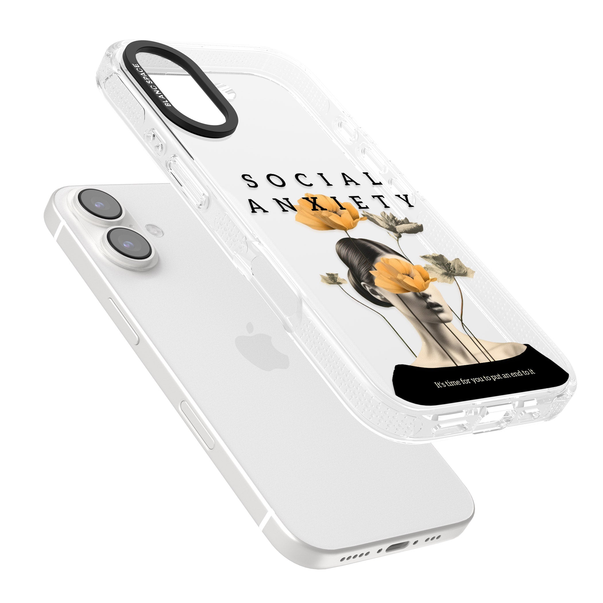 Social Anxiety iPhone 16 / 16 Plus Clear Case Impact Air - Blanc Space