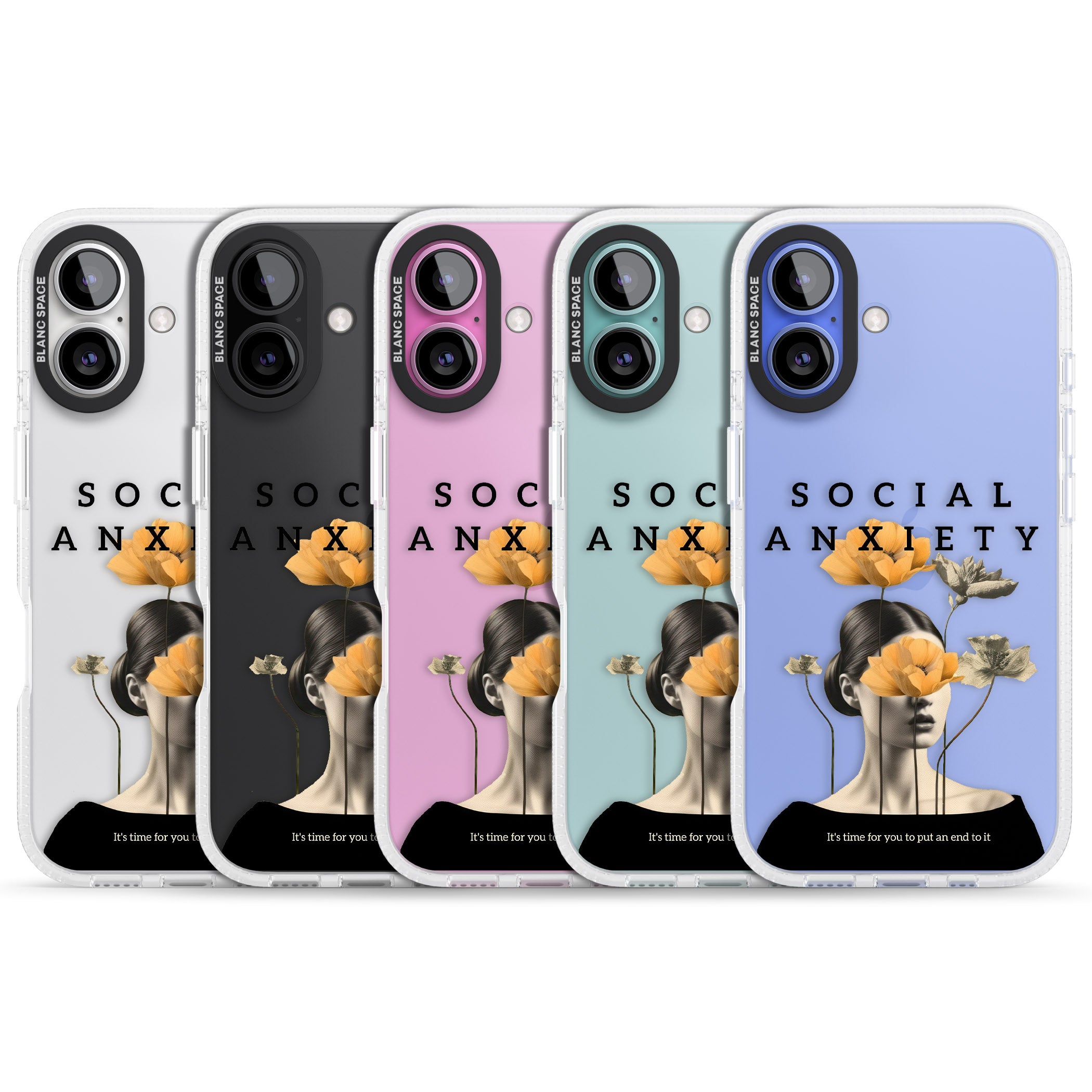 Social Anxiety iPhone 16 / 16 Plus Clear Case Impact Air - Blanc Space