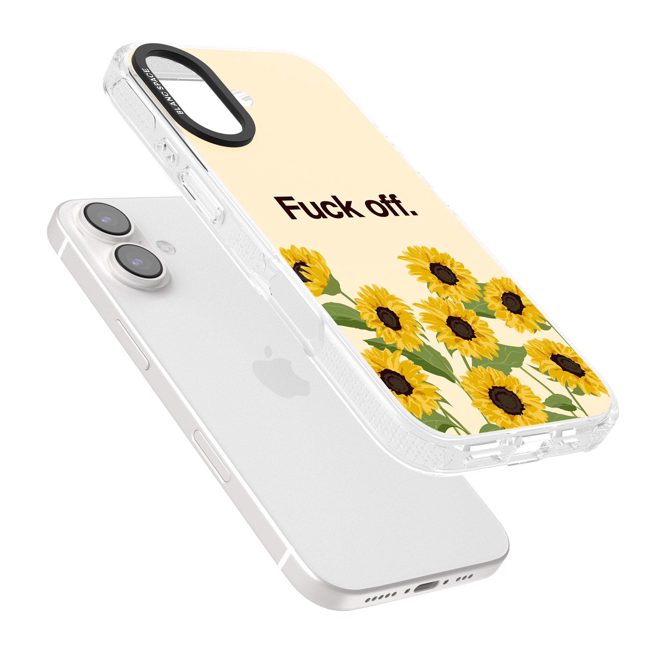 F*ck off iPhone 16 / 16 Plus Clear Case Impact Air - Blanc Space
