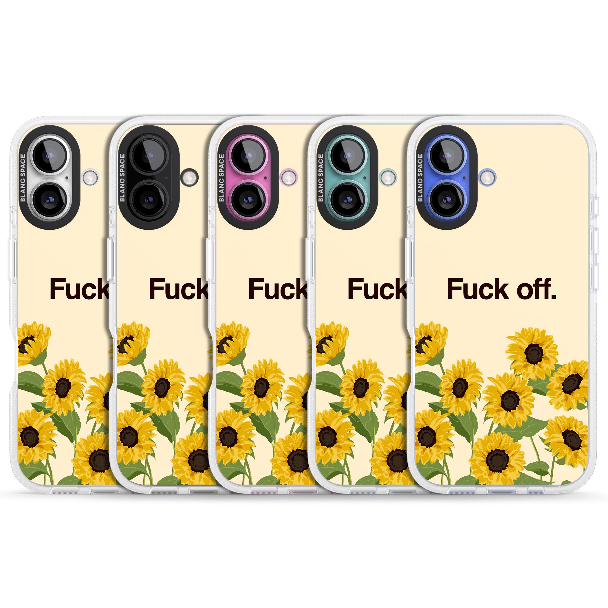 F*ck off iPhone 16 / 16 Plus Clear Case Impact Air - Blanc Space