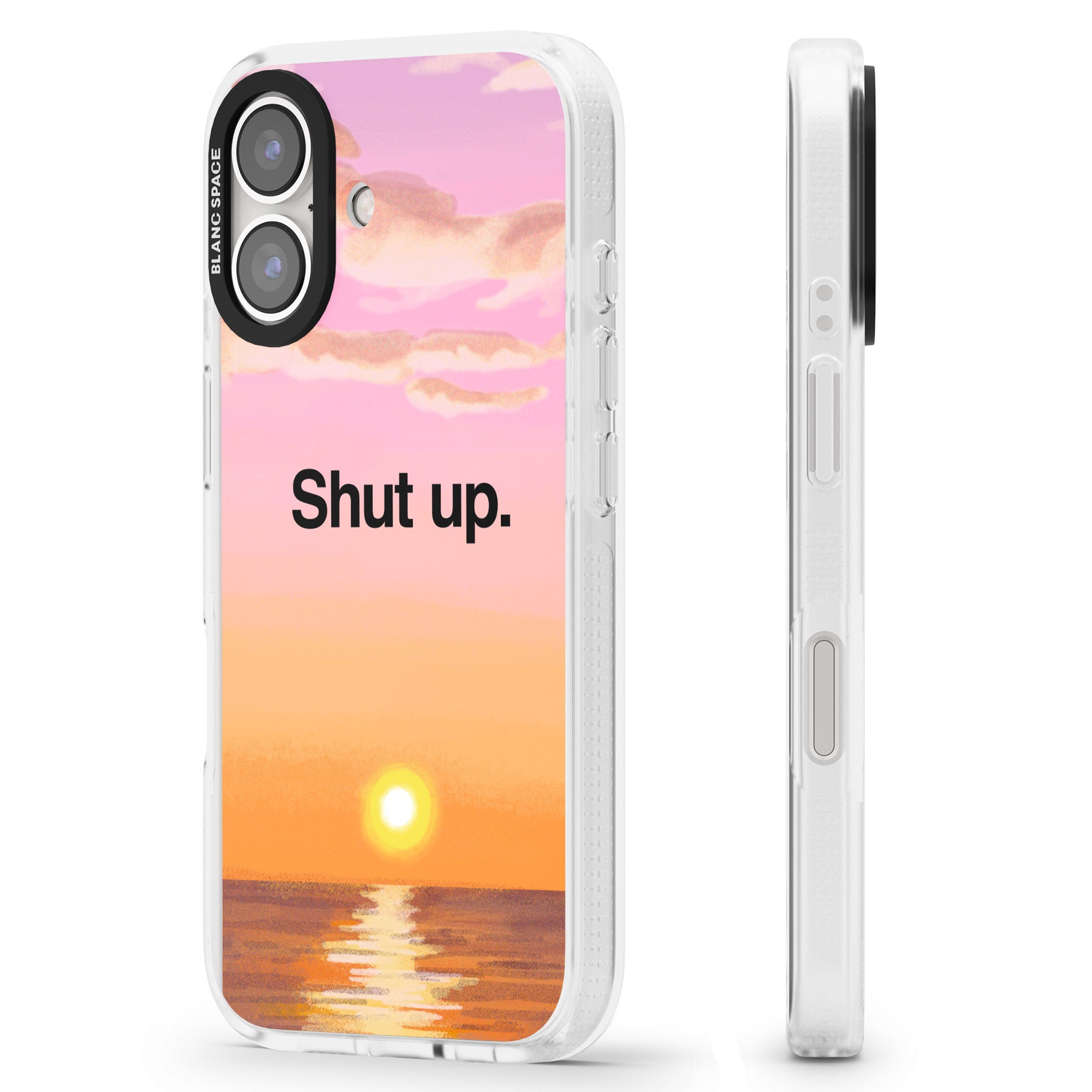 Shut up iPhone 16 / 16 Plus Clear Case Impact Air - Blanc Space