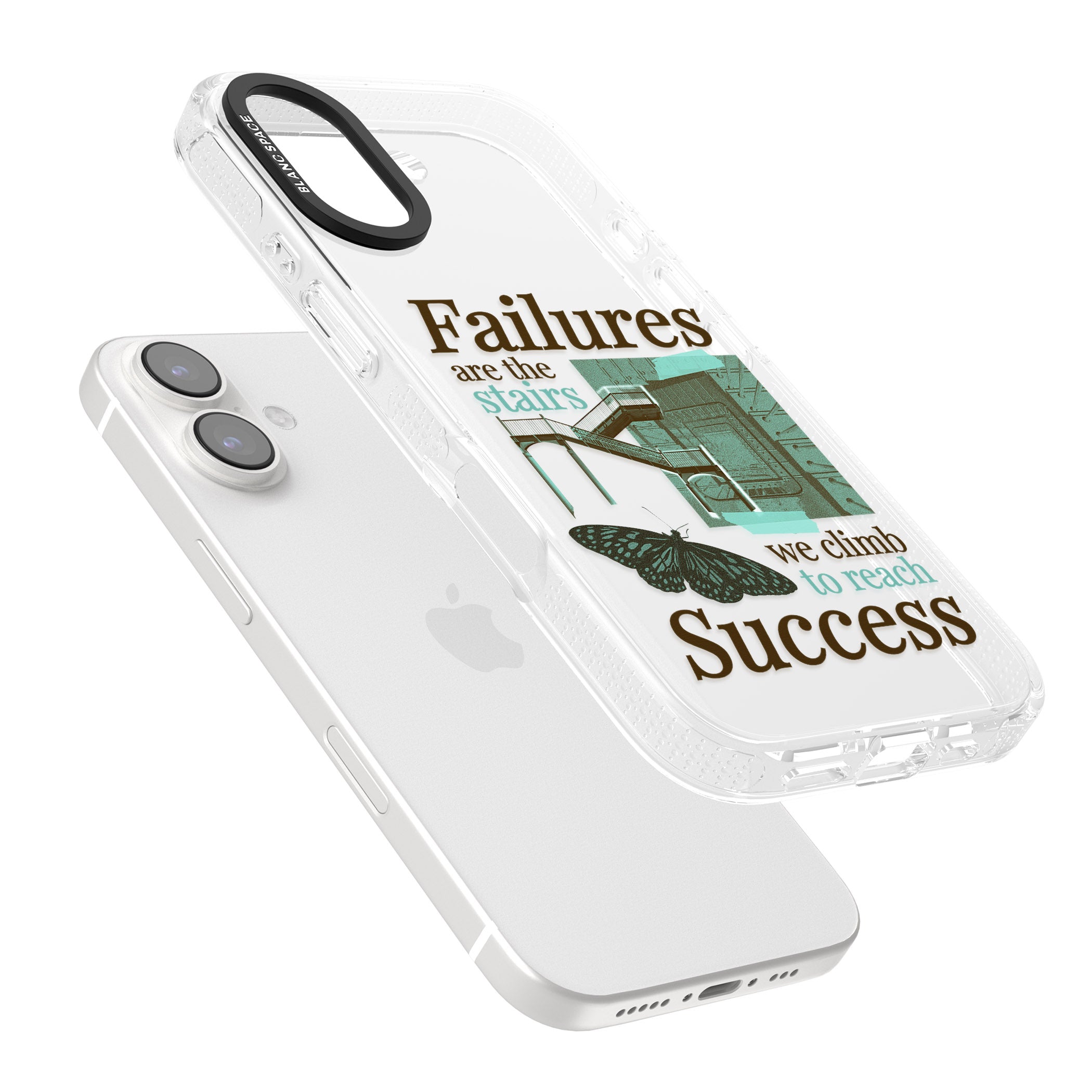 Fail To Succeed iPhone 16 / 16 Plus Clear Case Impact Air - Blanc Space