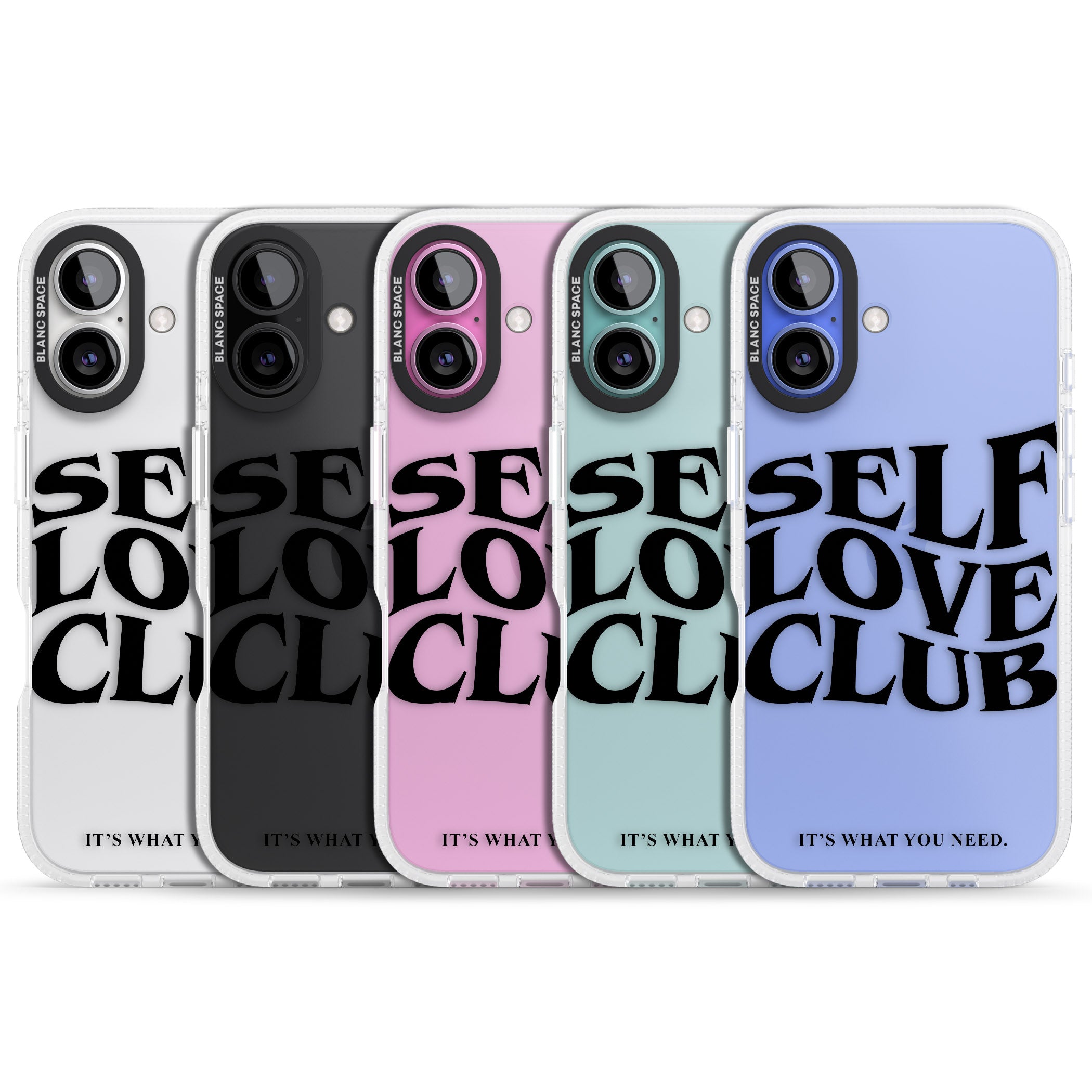 Self Love Club (Black) iPhone 16 / 16 Plus Clear Case Impact Air - Blanc Space