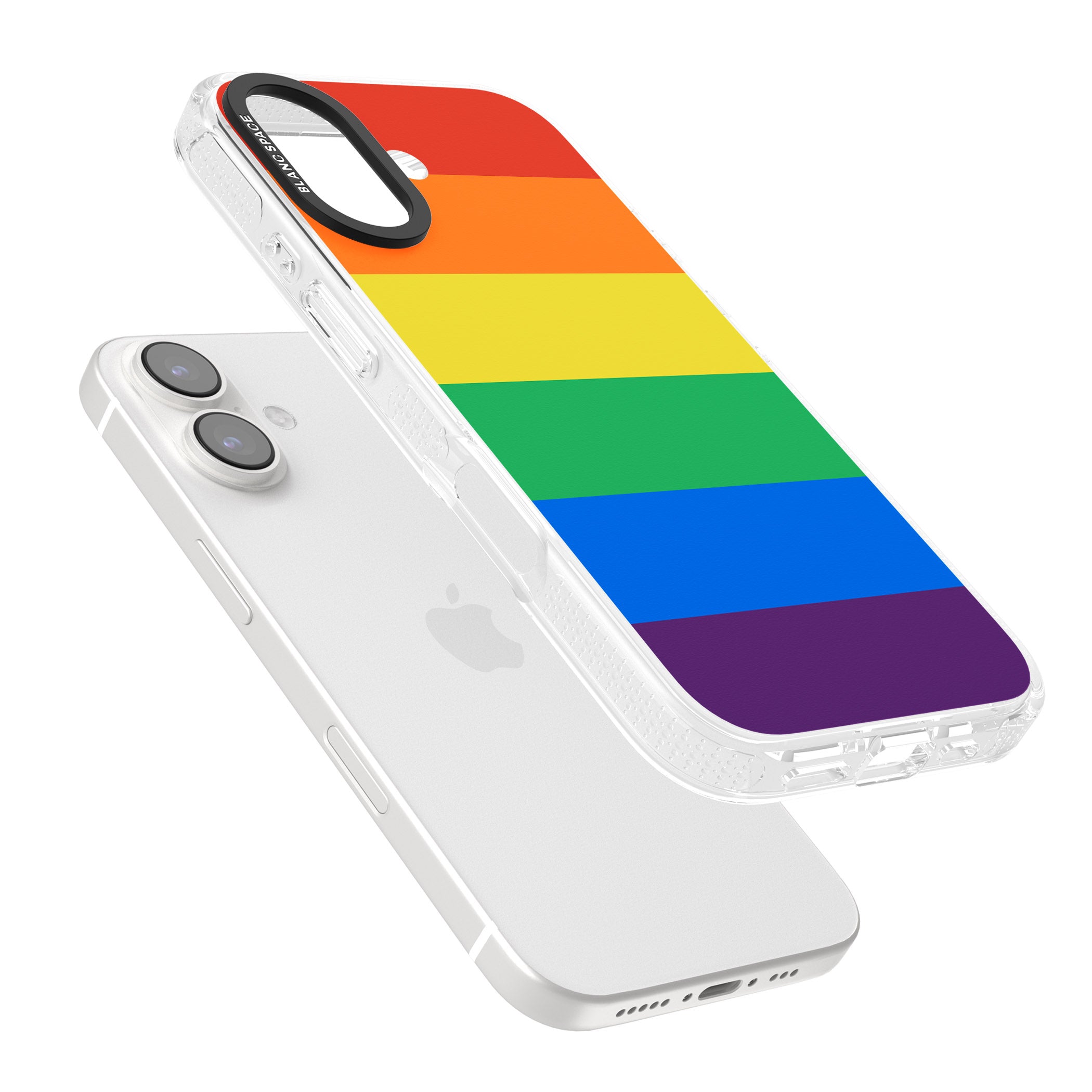 Rainbow Stripes iPhone 16 / 16 Plus Clear Case Impact Air - Blanc Space
