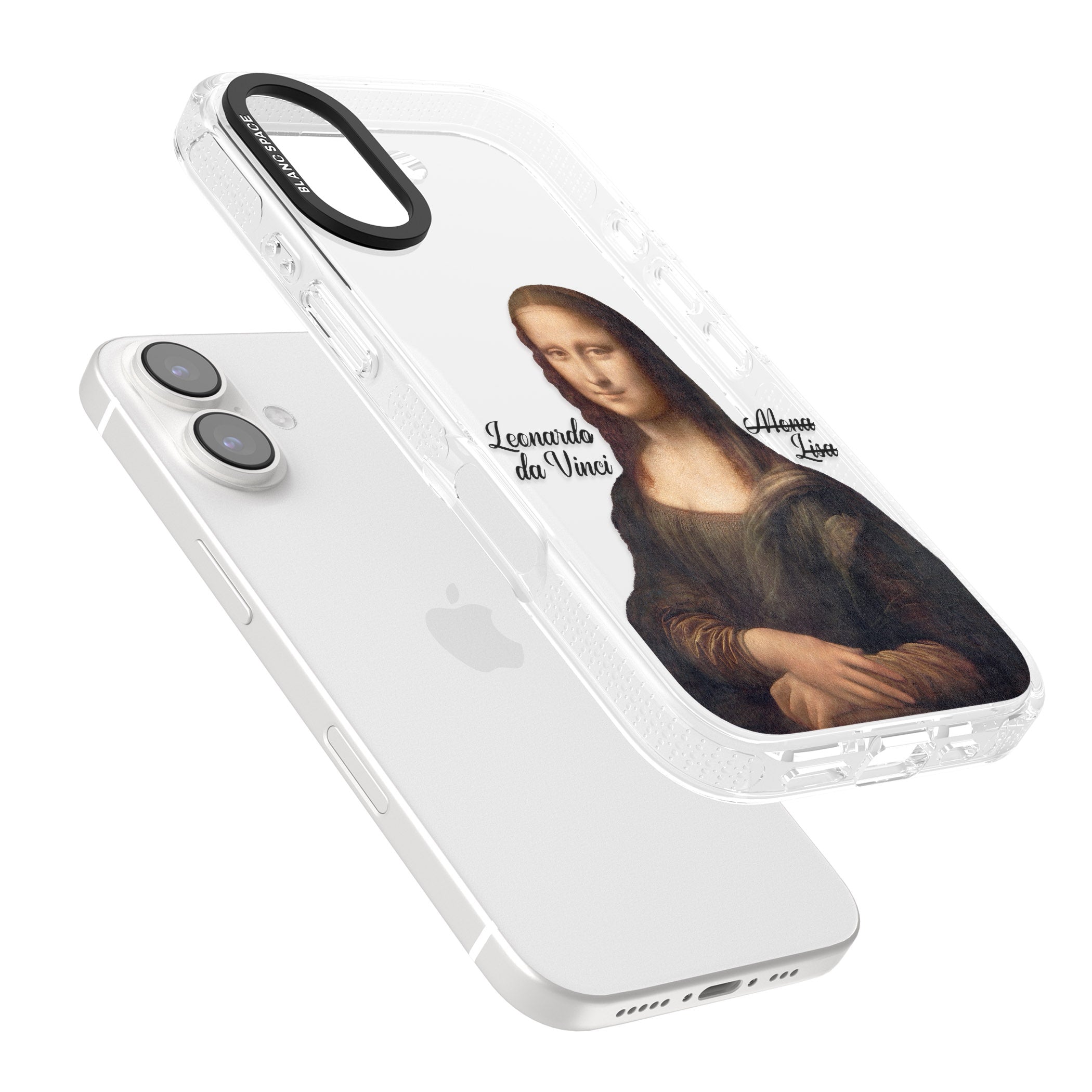 Mona Lisa Cutout iPhone 16 / 16 Plus Clear Case Impact Air - Blanc Space