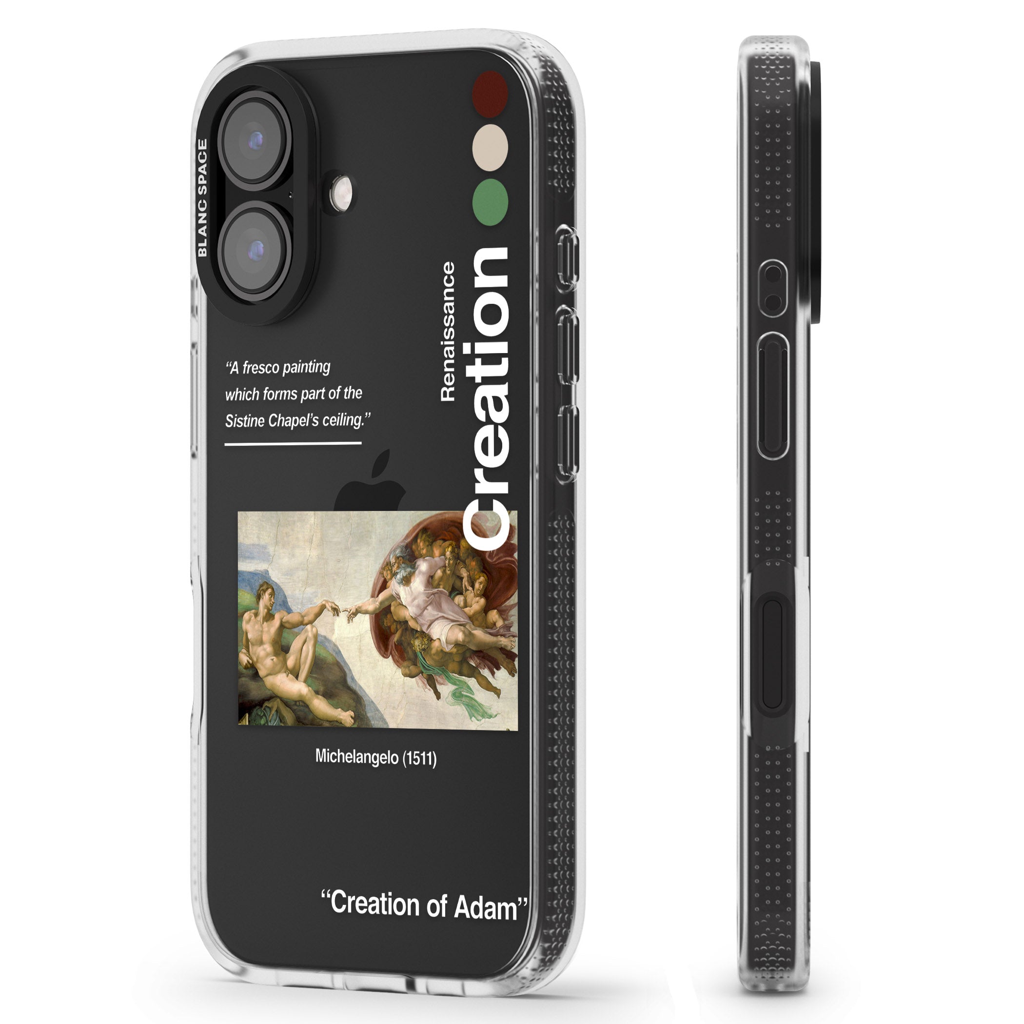 Creation of Adam - Michelangelo iPhone 16 / 16 Plus Clear Case Impact Air - Blanc Space