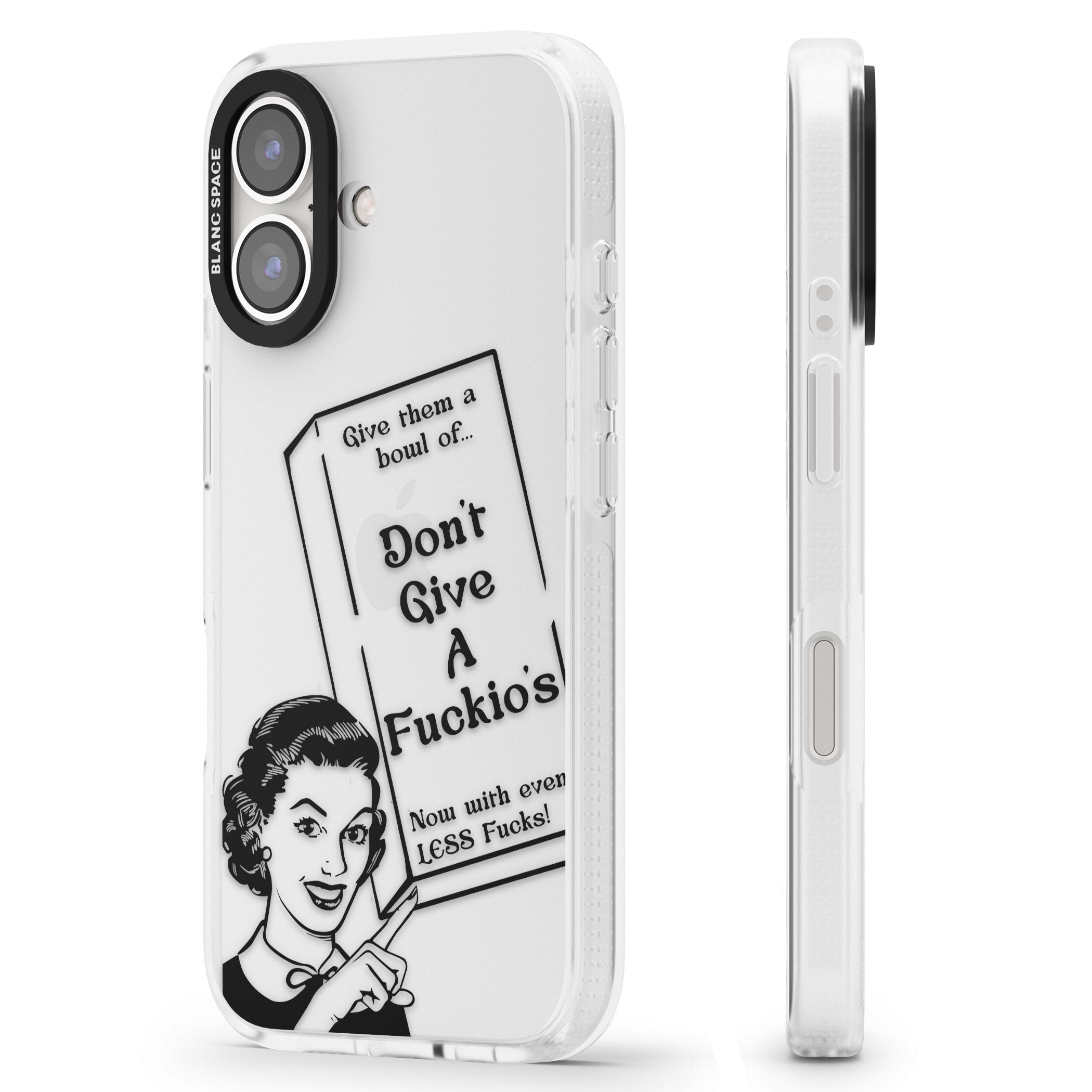"Don't Give a F*ckio's" Cereal iPhone 16 / 16 Plus Clear Case Impact Air - Blanc Space