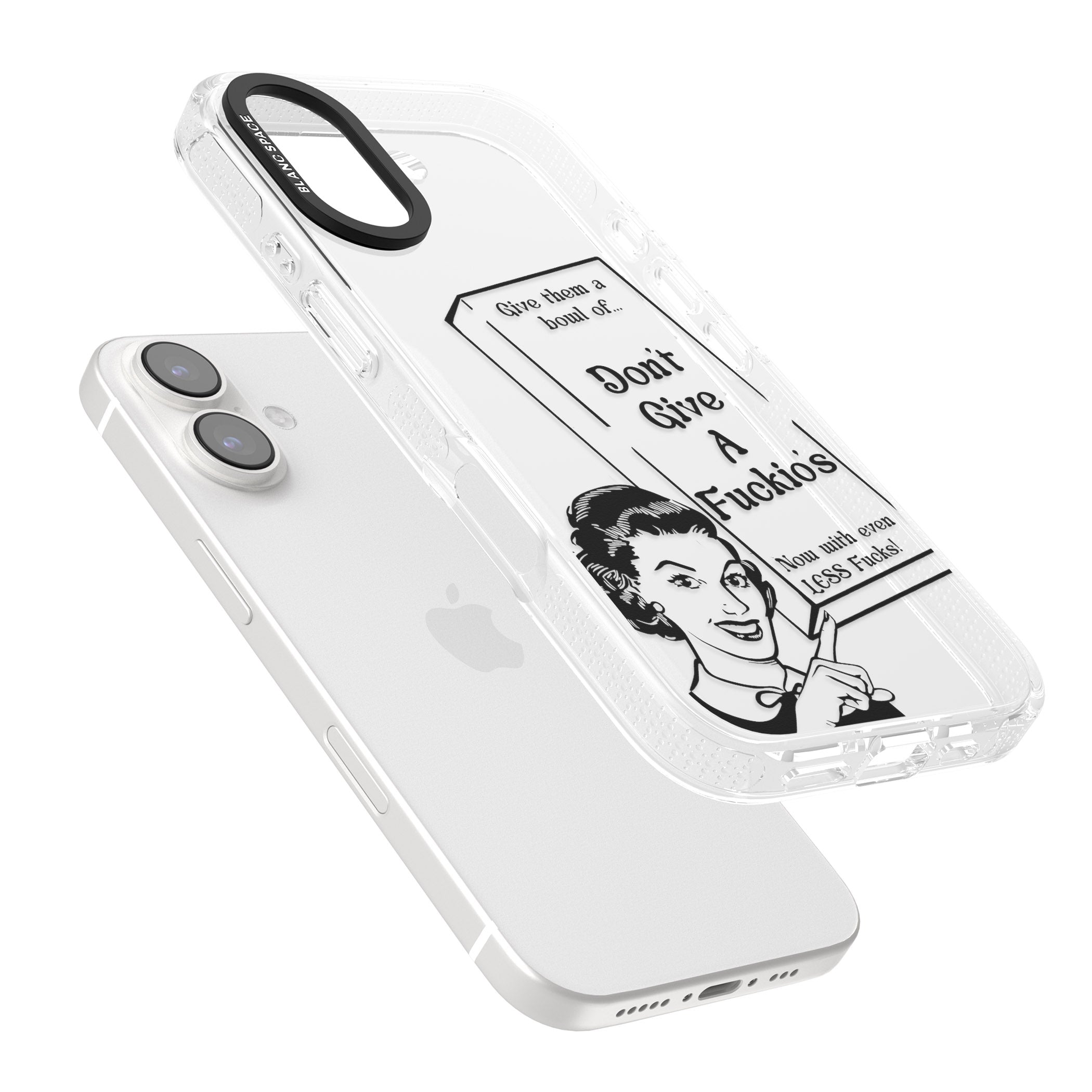 "Don't Give a F*ckio's" Cereal iPhone 16 / 16 Plus Clear Case Impact Air - Blanc Space