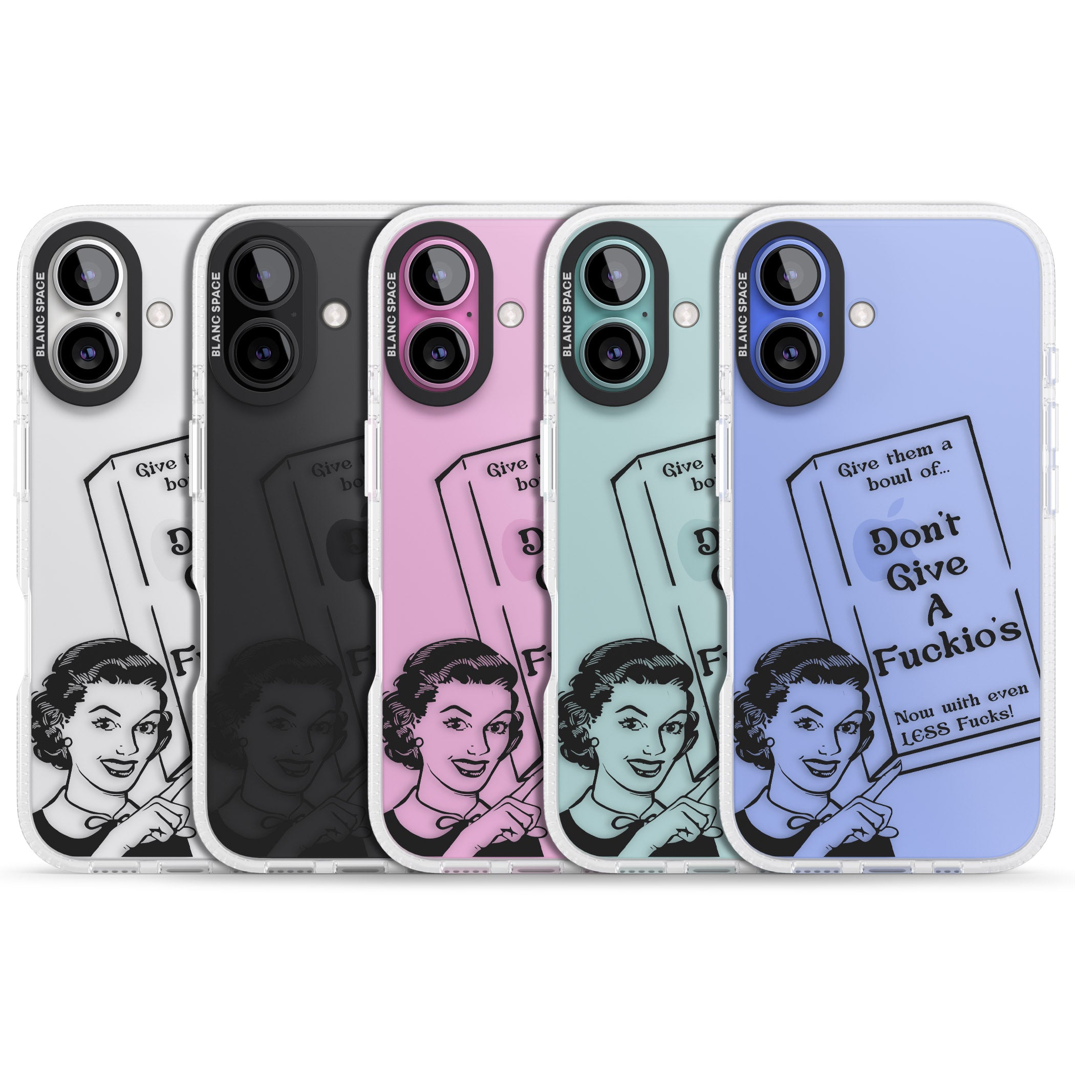 "Don't Give a F*ckio's" Cereal iPhone 16 / 16 Plus Clear Case Impact Air - Blanc Space