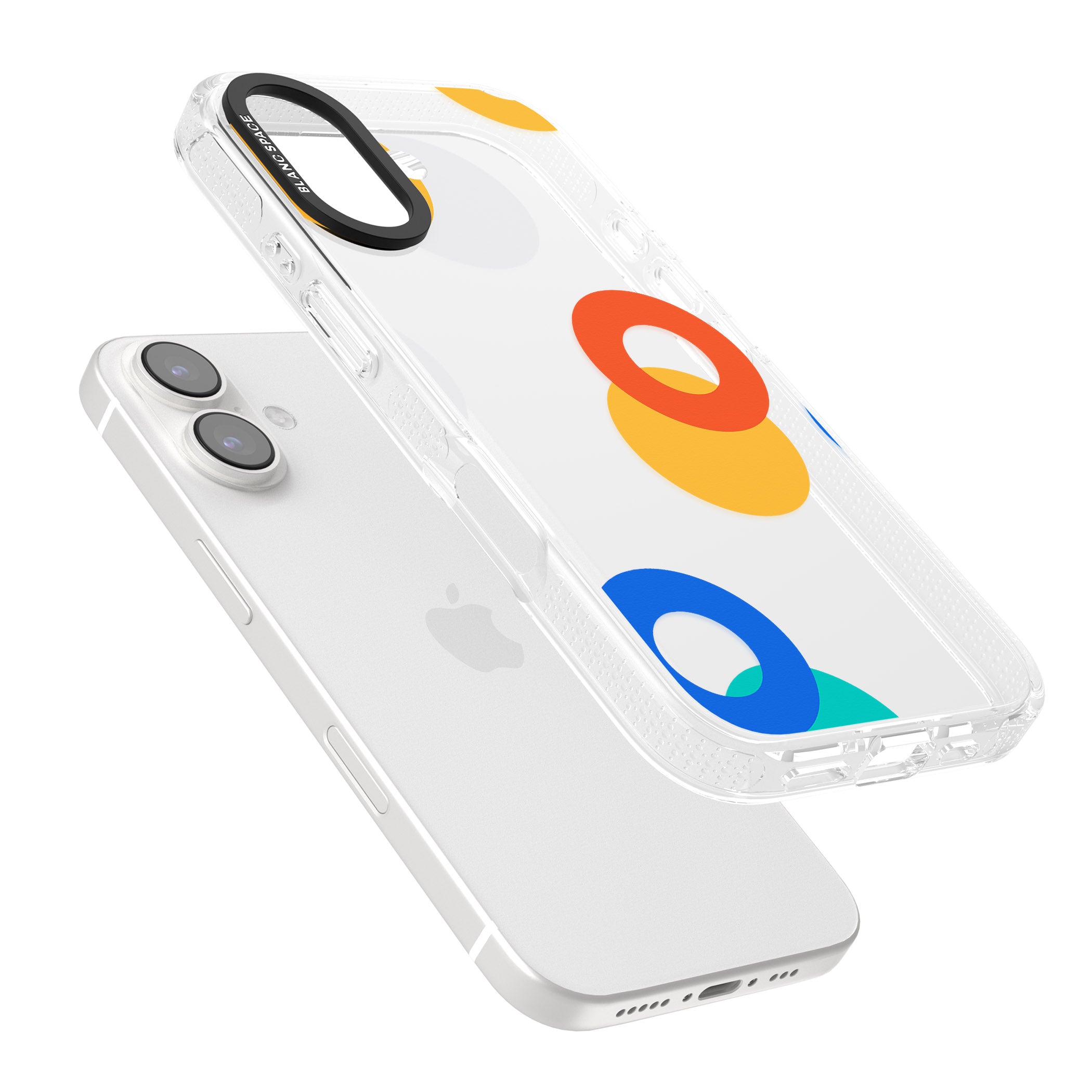 Abstract Mixed Circles iPhone 16 / 16 Plus Clear Case Impact Air - Blanc Space