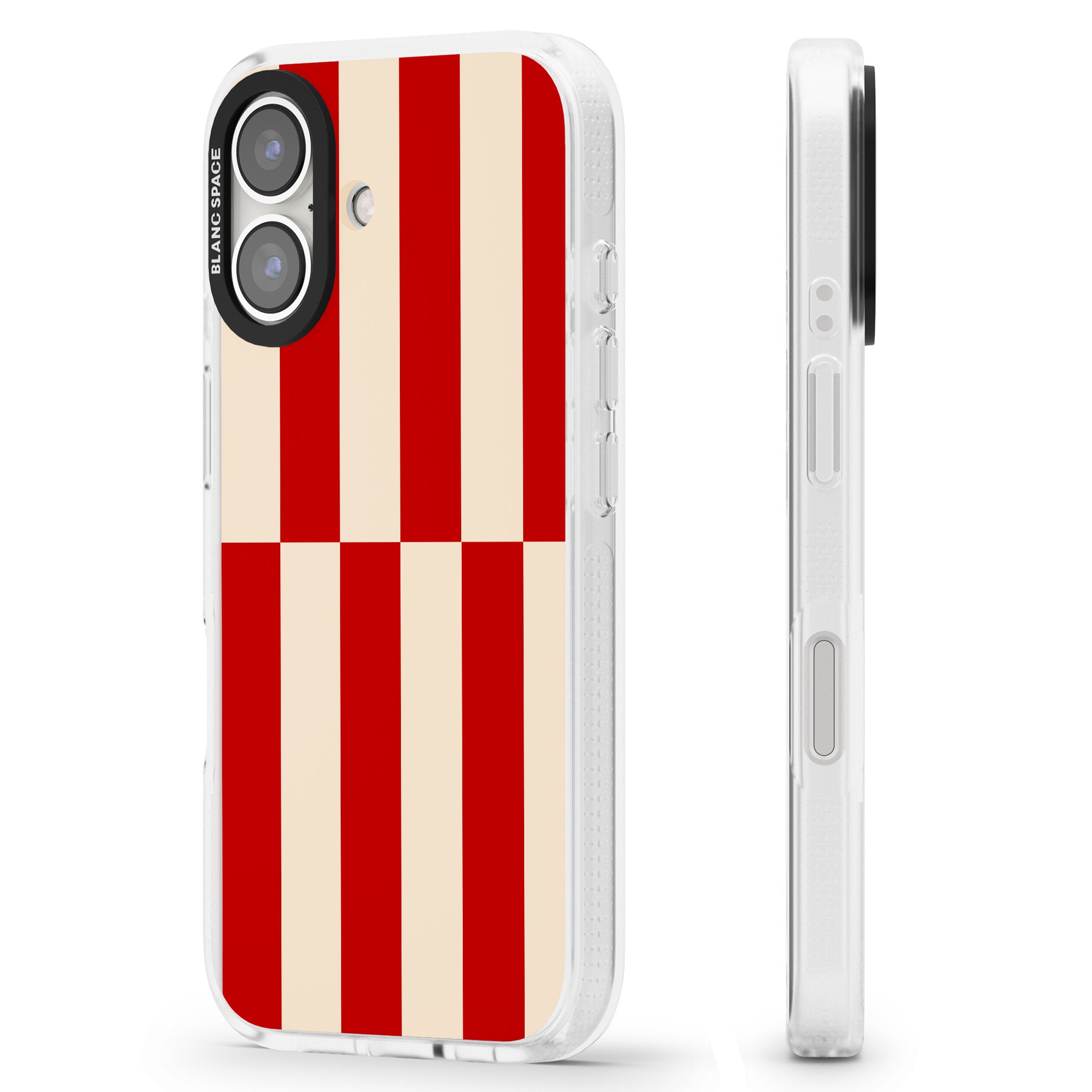Retro Red Stripes iPhone 16 / 16 Plus Clear Case Impact Air - Blanc Space