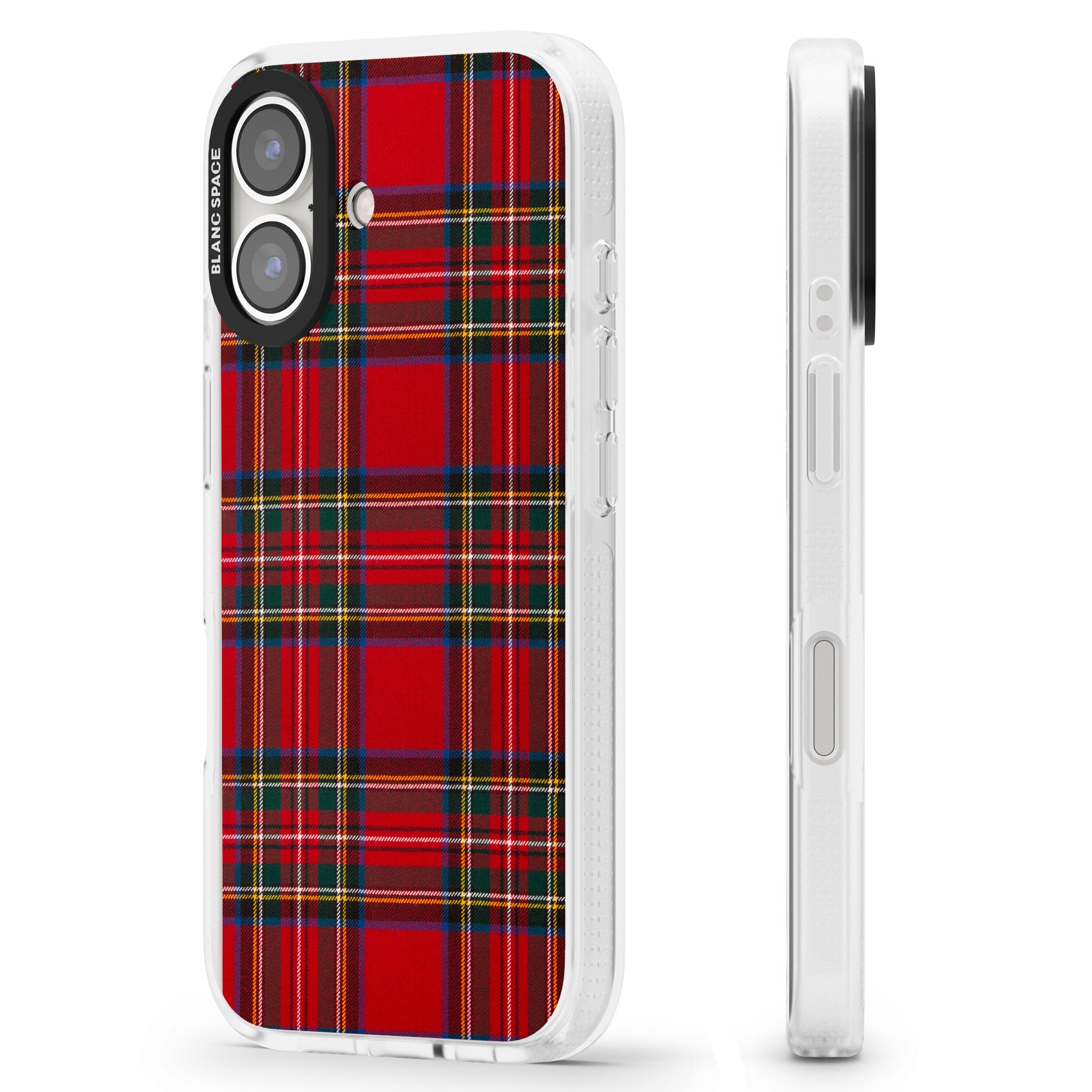 Royal Stewart Tartan iPhone 16 / 16 Plus Clear Case Impact Air - Blanc Space