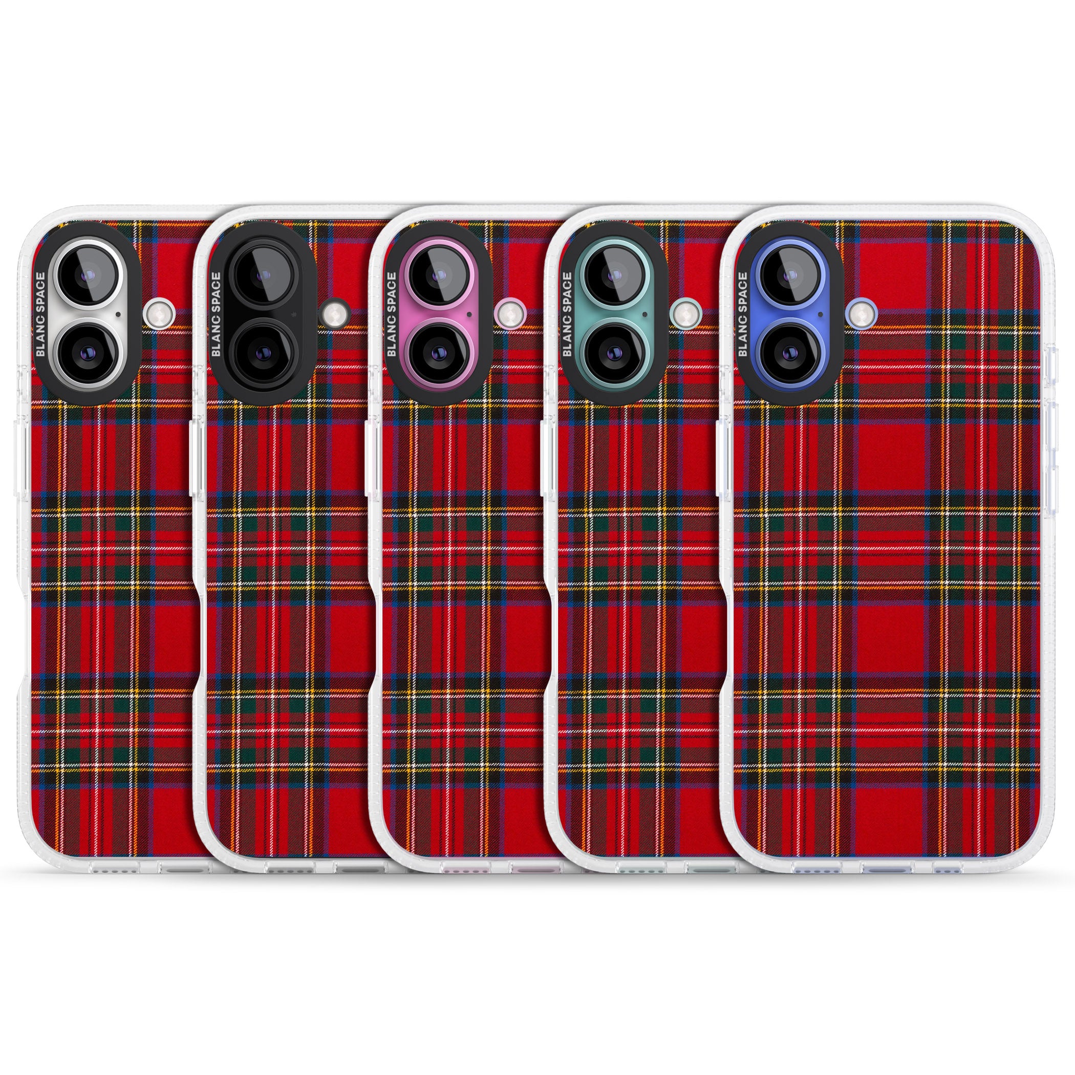 Royal Stewart Tartan iPhone 16 / 16 Plus Clear Case Impact Air - Blanc Space