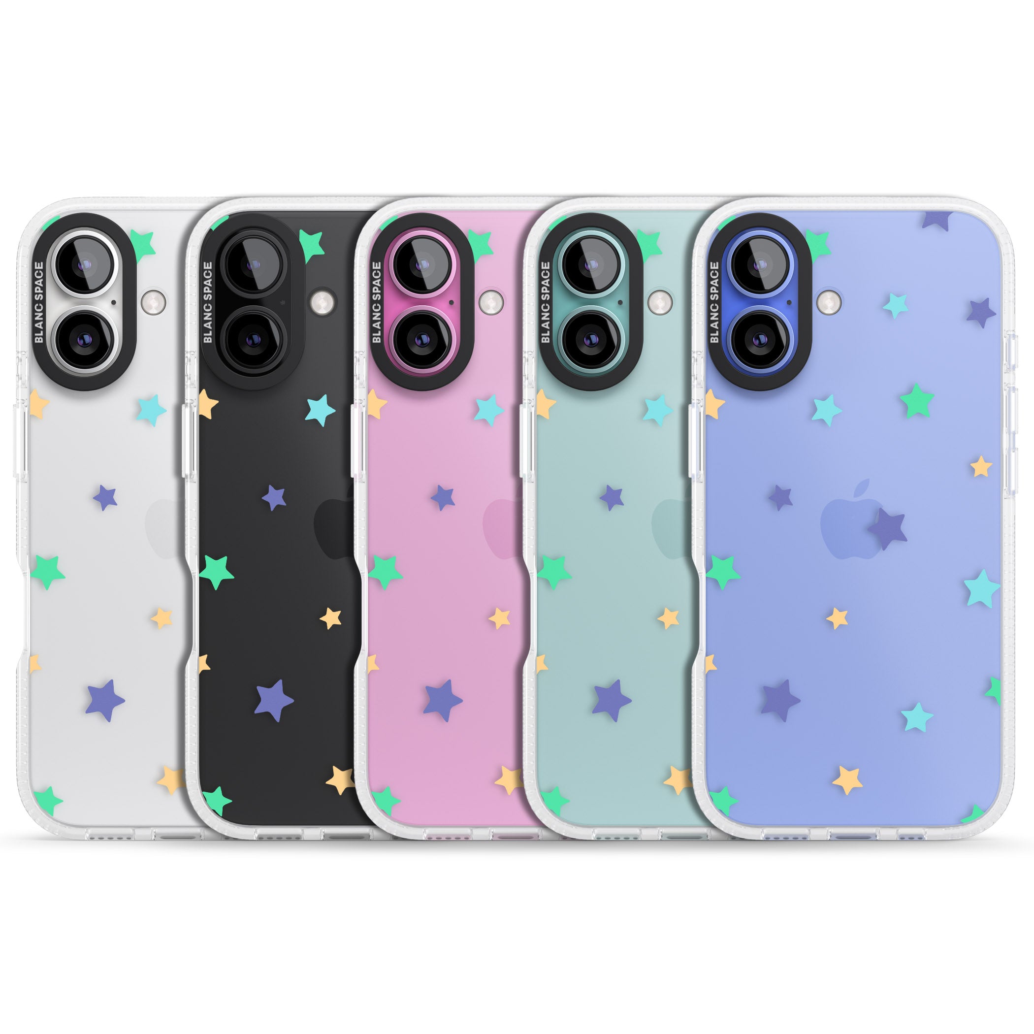 Pastel Stars Pattern iPhone 16 / 16 Plus Clear Case Impact Air - Blanc Space