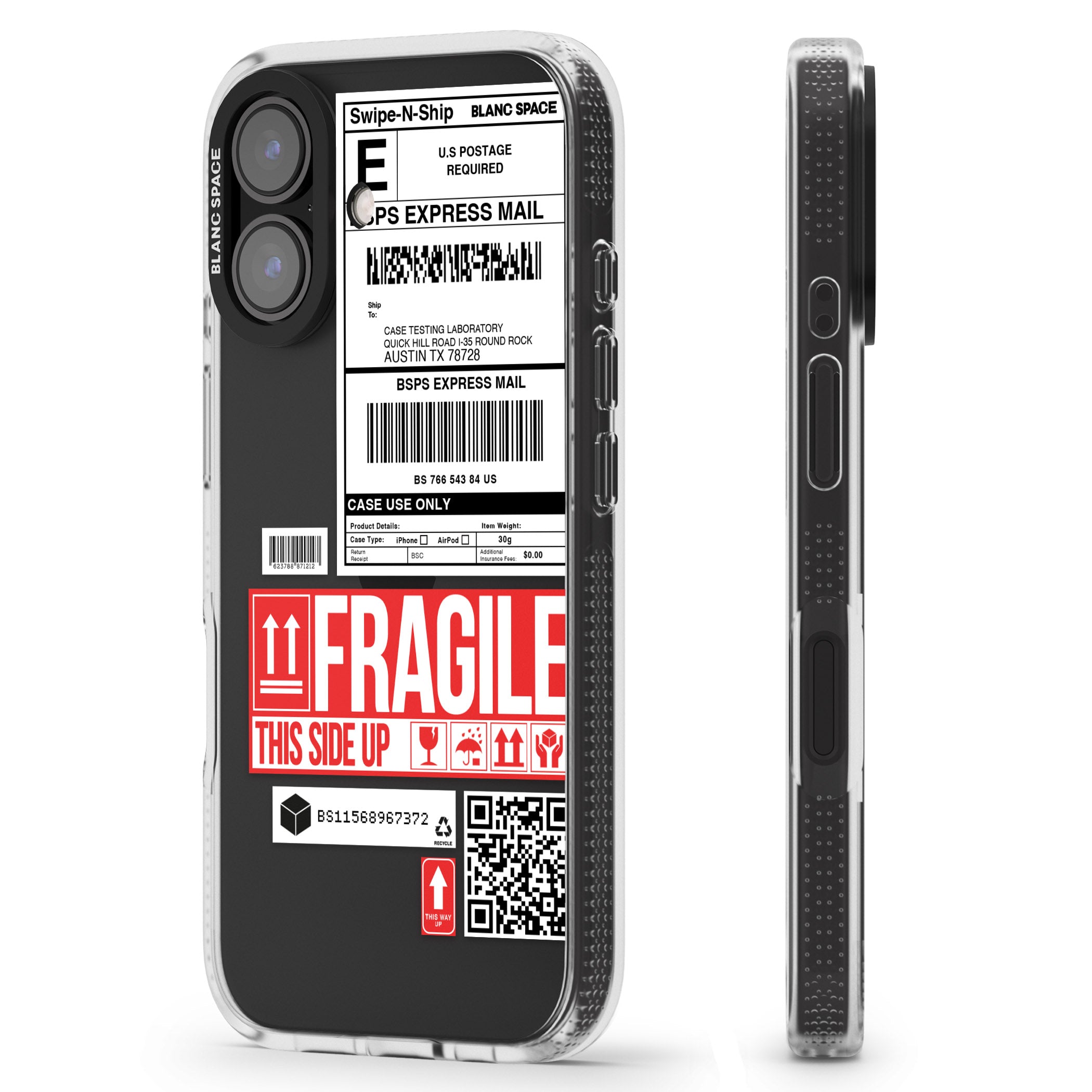 Shipping Label iPhone 16 / 16 Plus Clear Case Impact Air - Blanc Space