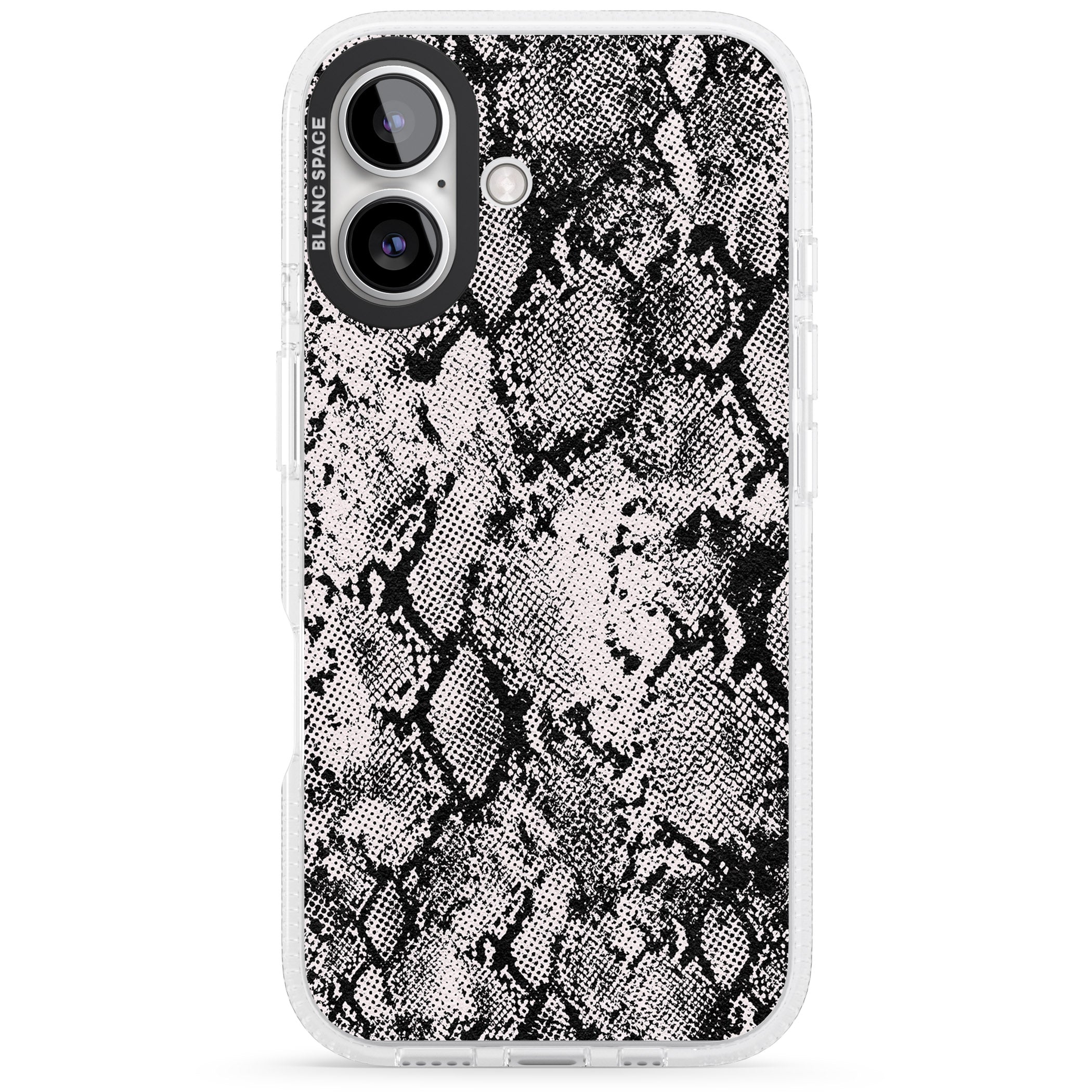 Pastel Snakeskin - Grey iPhone 16 / 16 Plus Clear Case Impact Air - Blanc Space