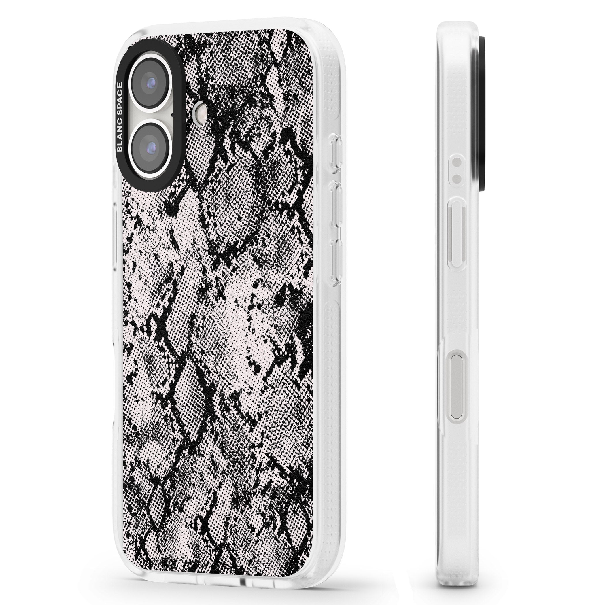 Pastel Snakeskin - Grey iPhone 16 / 16 Plus Clear Case Impact Air - Blanc Space
