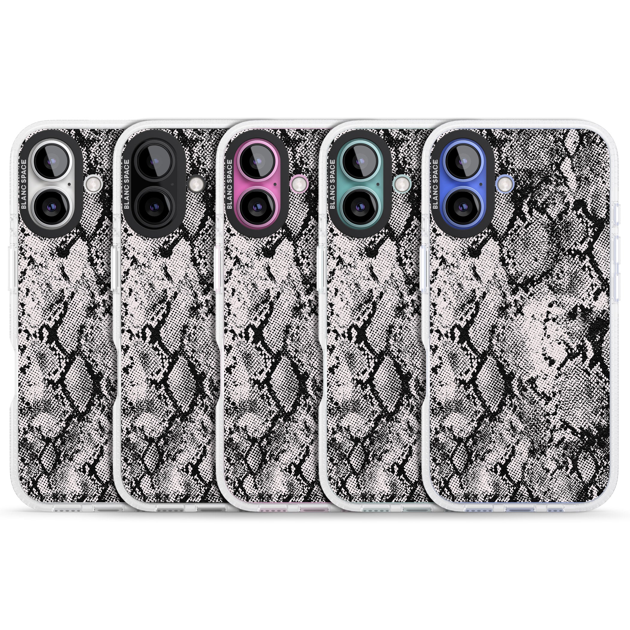 Pastel Snakeskin - Grey iPhone 16 / 16 Plus Clear Case Impact Air - Blanc Space