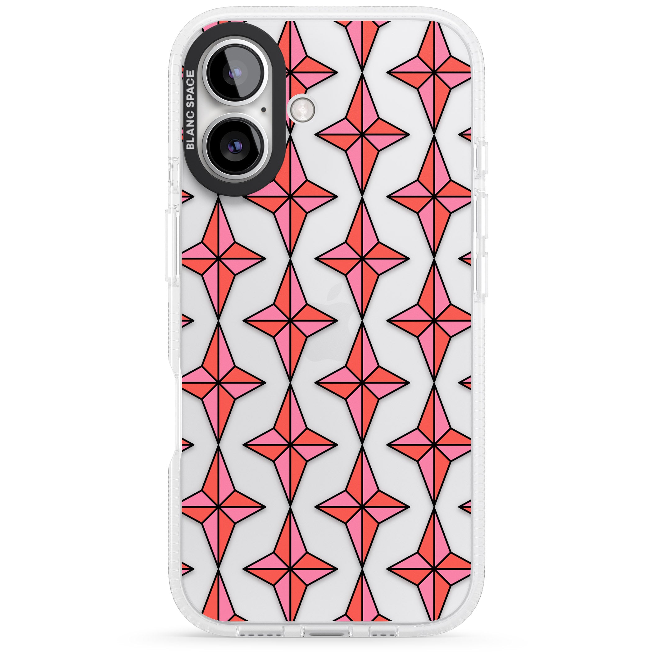 Rose Stars Pattern (Clear) iPhone 16 / 16 Plus Clear Case Impact Air - Blanc Space