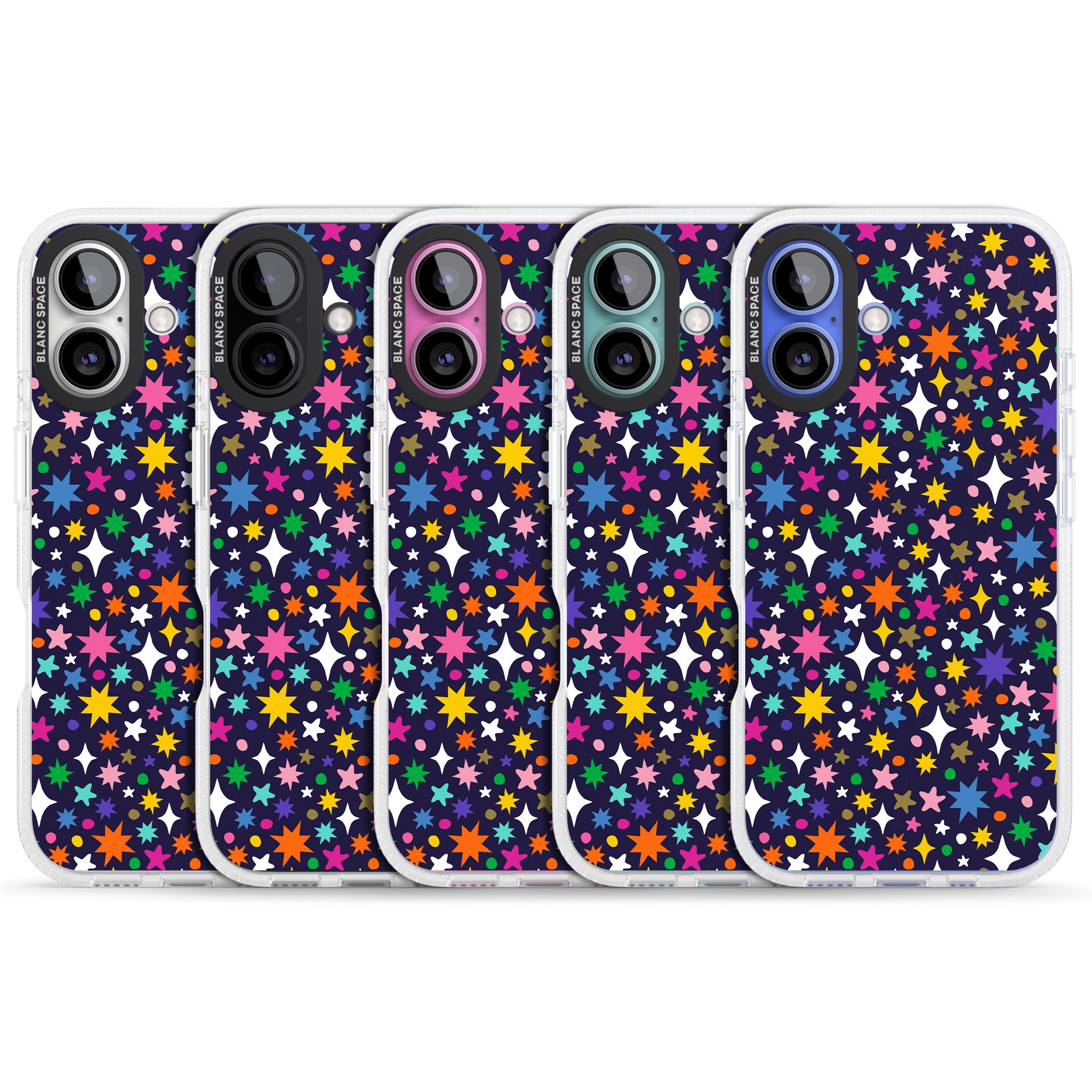 Rainbow Starburst (Purple) iPhone 16 / 16 Plus Clear Case Impact Air - Blanc Space