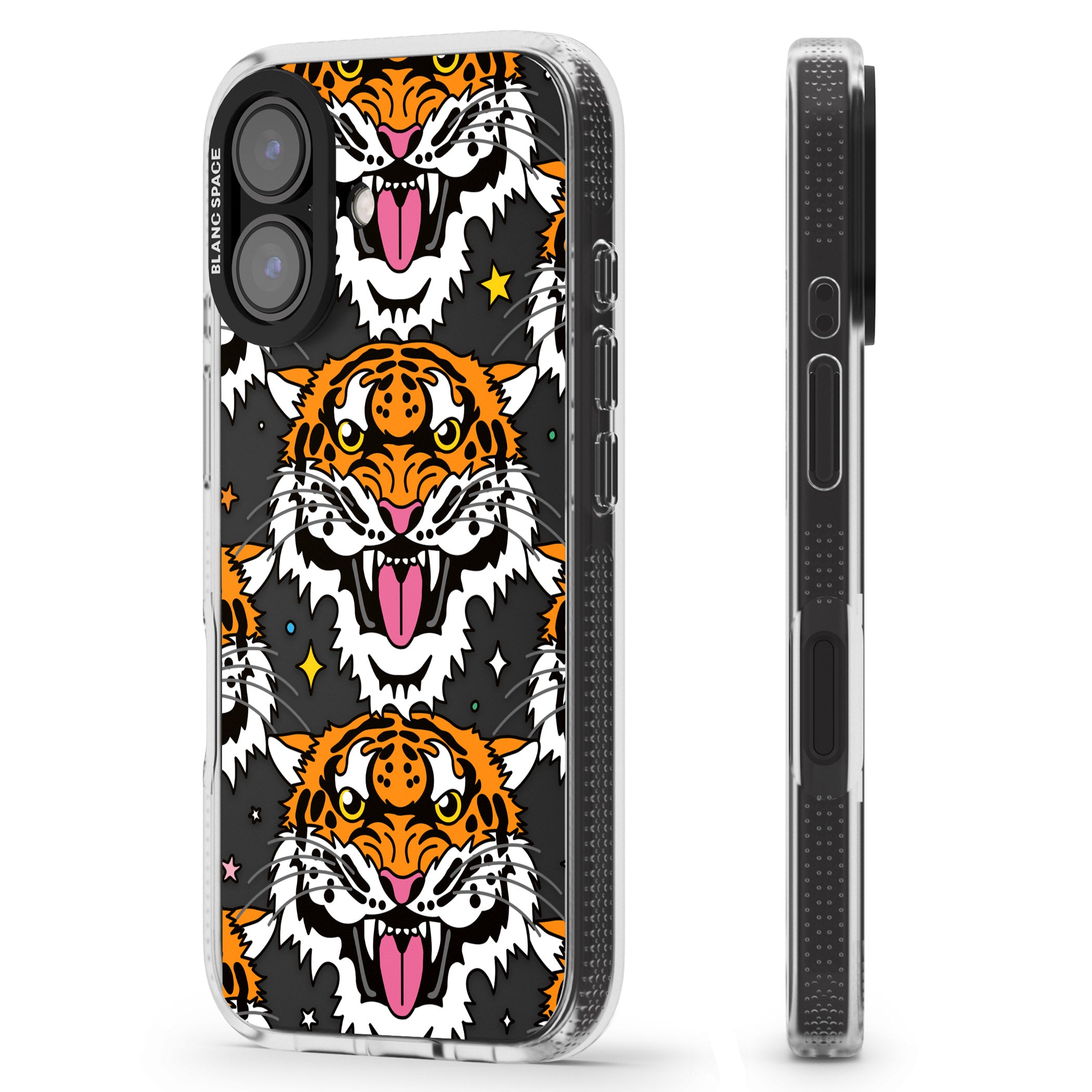 Fierce Jungle Tigers iPhone 16 / 16 Plus Clear Case Impact Air - Blanc Space