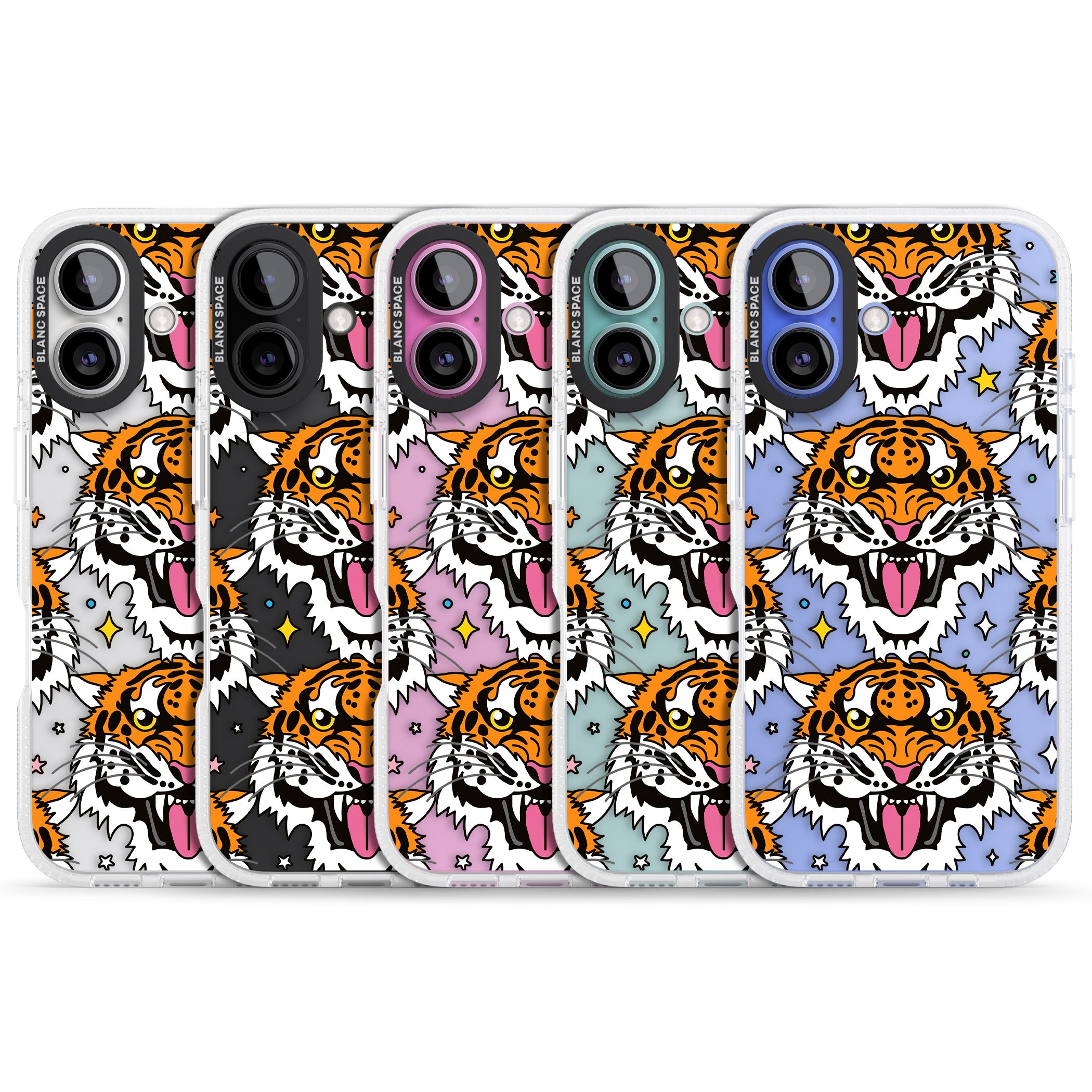 Fierce Jungle Tigers iPhone 16 / 16 Plus Clear Case Impact Air - Blanc Space