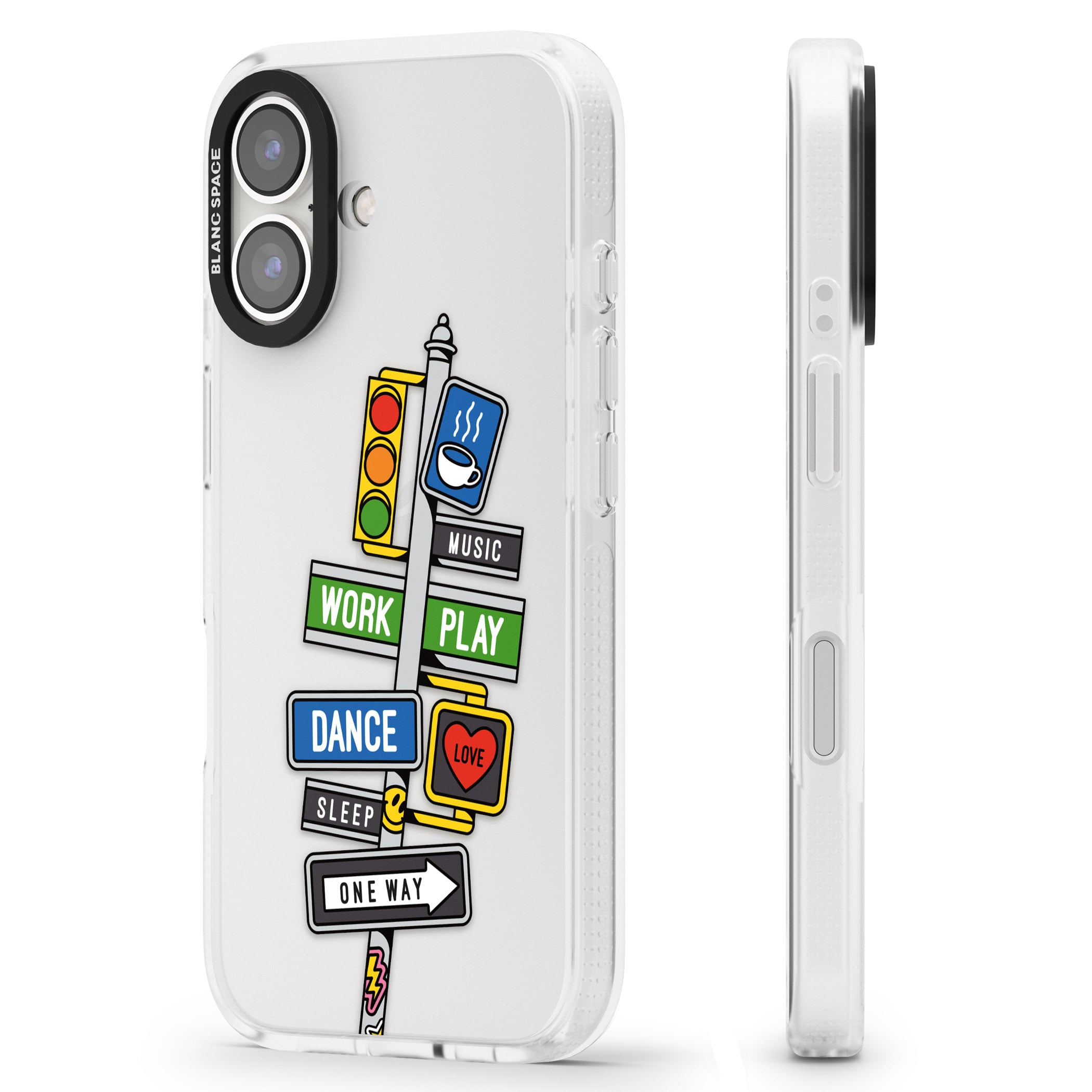 Mood Street Signs iPhone 16 / 16 Plus Clear Case Impact Air - Blanc Space