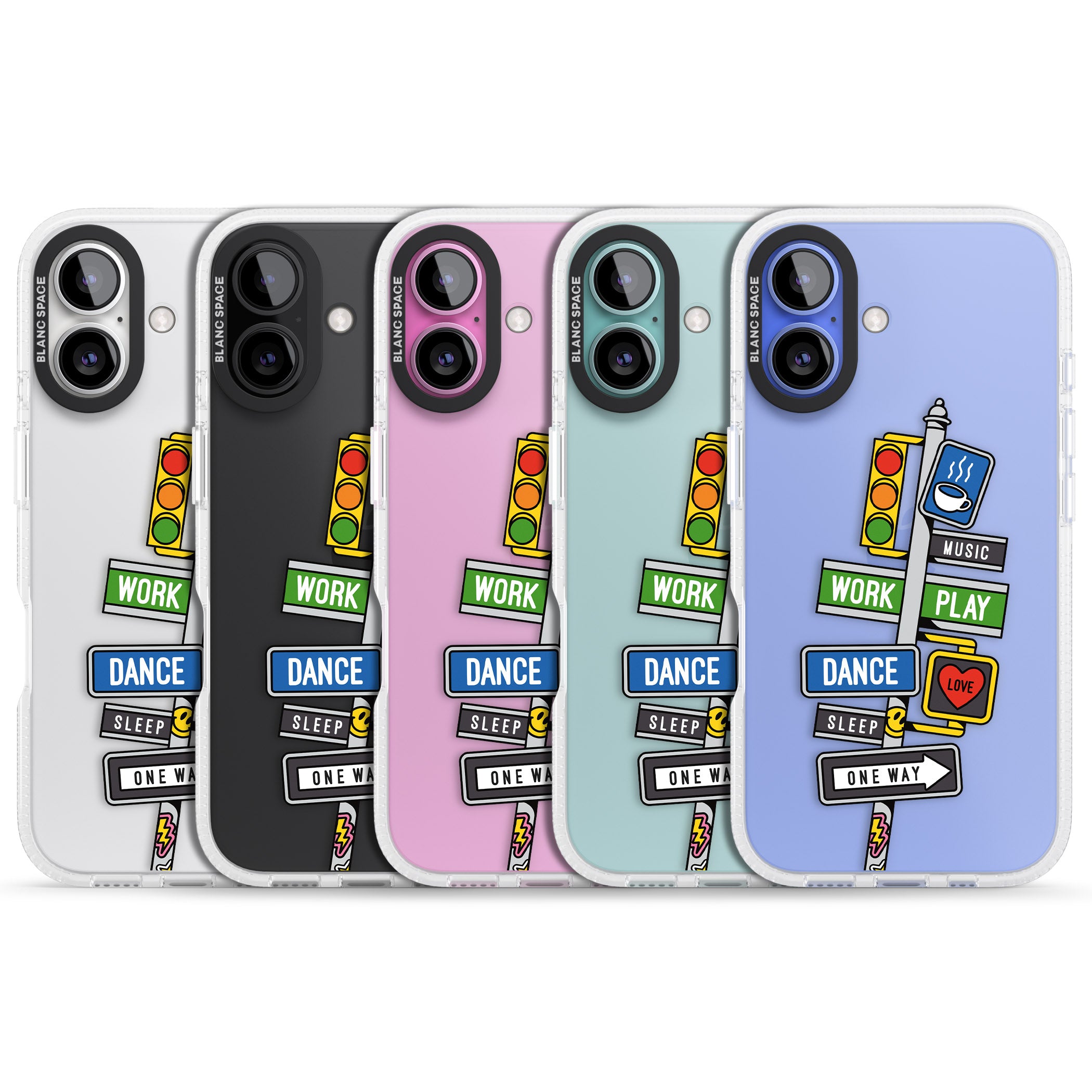 Mood Street Signs iPhone 16 / 16 Plus Clear Case Impact Air - Blanc Space