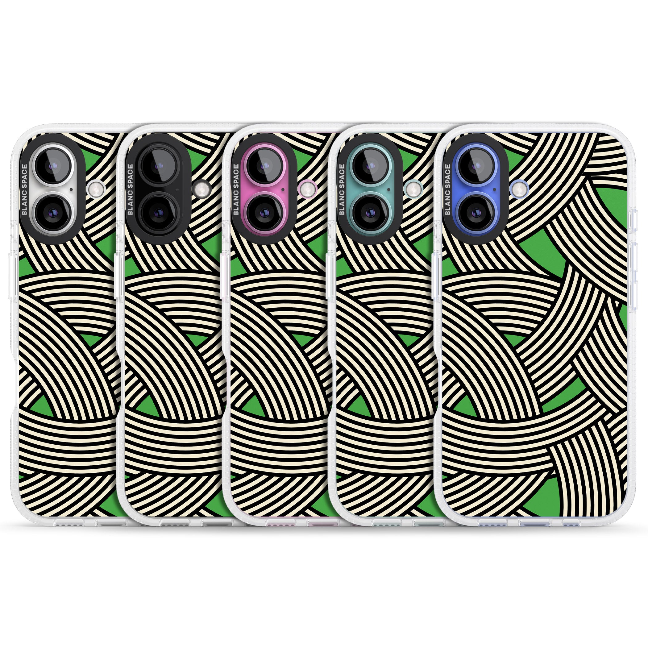 Green Optic Waves iPhone 16 / 16 Plus Clear Case Impact Air - Blanc Space