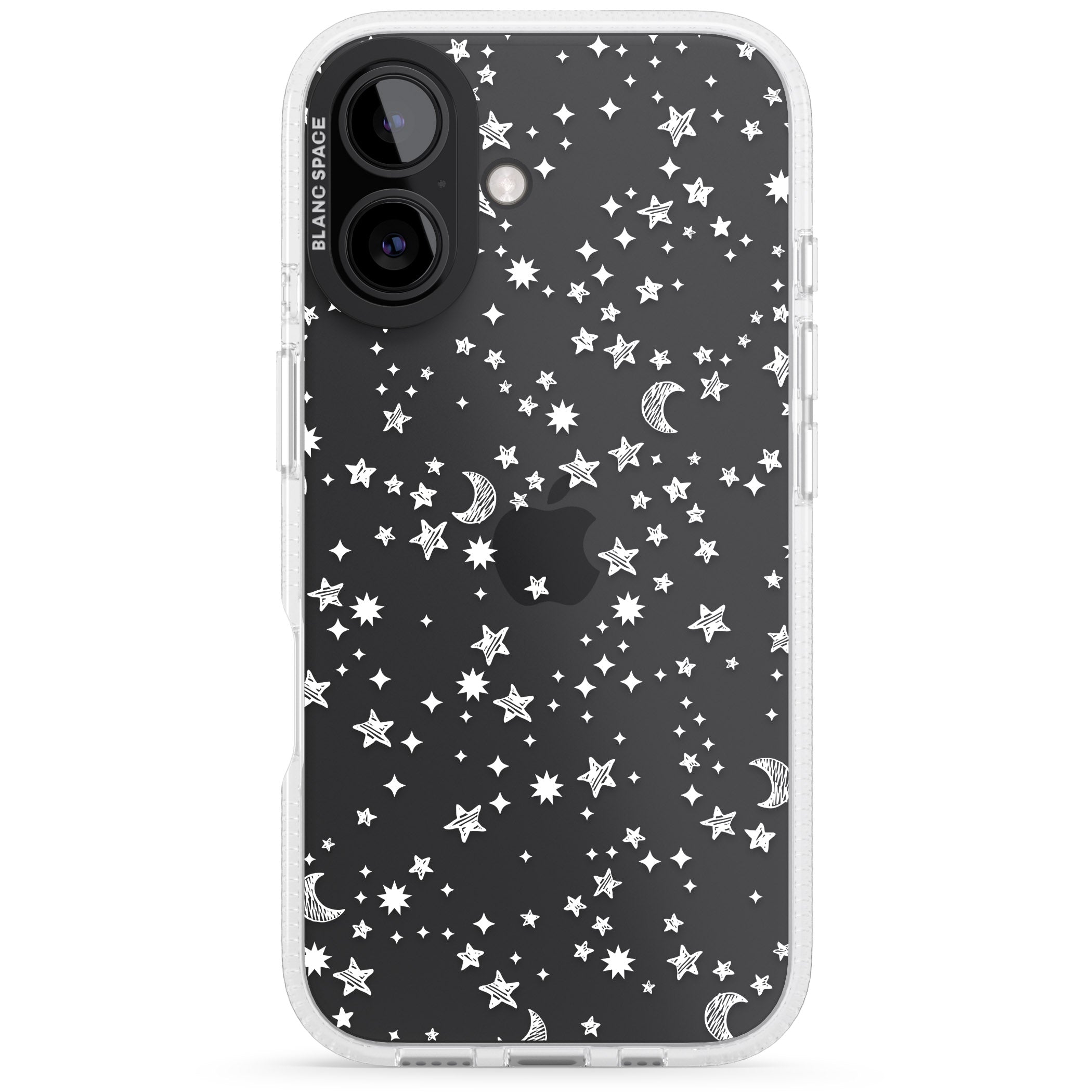 White Cosmic Galaxy Pattern iPhone 16 / 16 Plus Clear Case Impact Air - Blanc Space