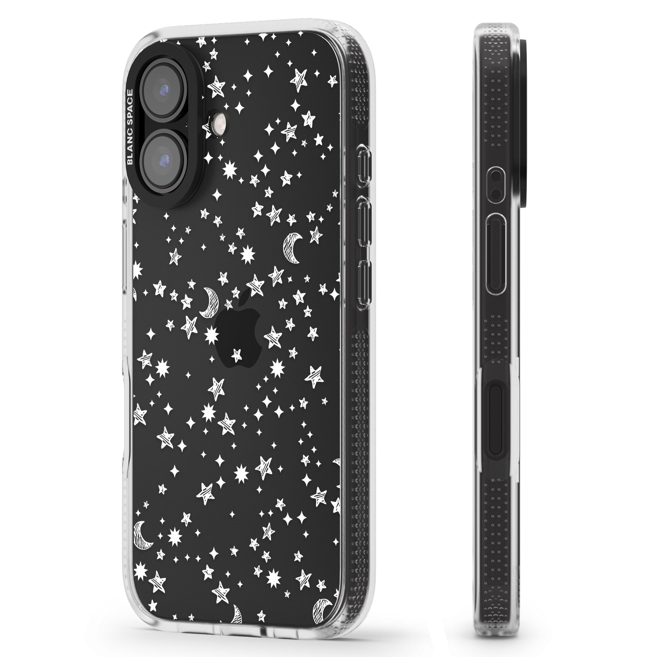 White Cosmic Galaxy Pattern iPhone 16 / 16 Plus Clear Case Impact Air - Blanc Space