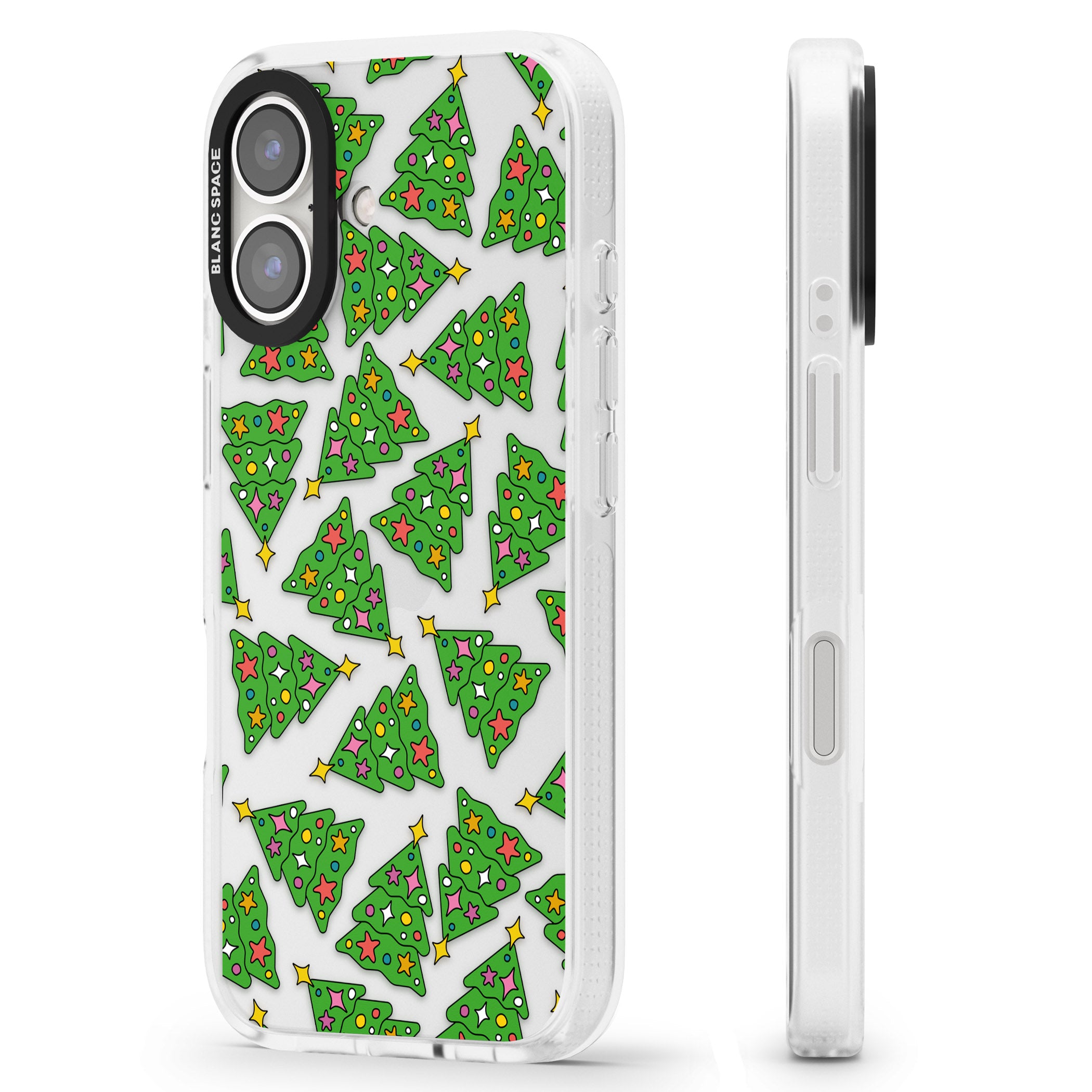 Christmas Tree Pattern iPhone 16 / 16 Plus Clear Case Impact Air - Blanc Space