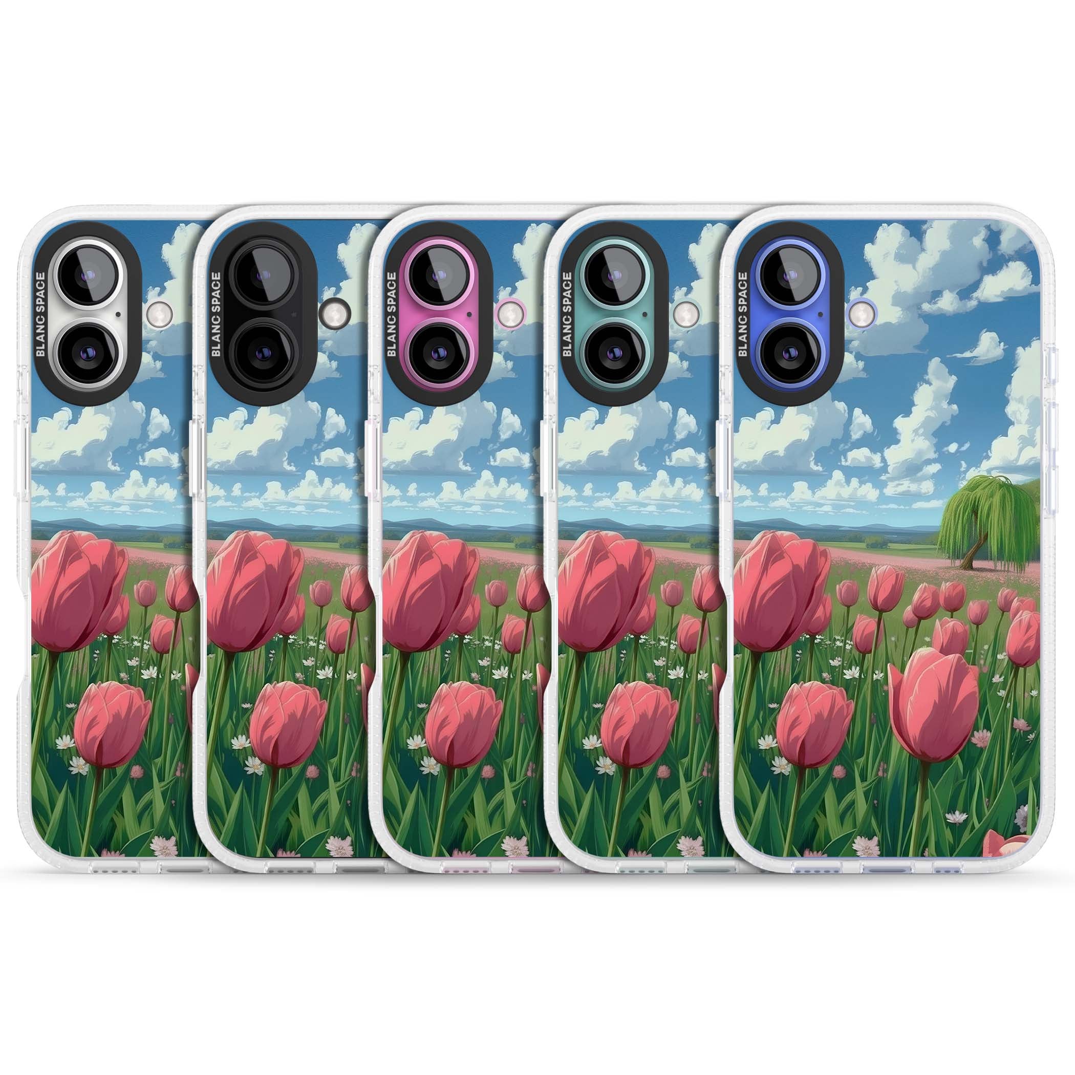 Willow By The Pink Tulips floral iPhone case | Clear Case Impact Air case for iPhone 16, iPhone 16 Plus
