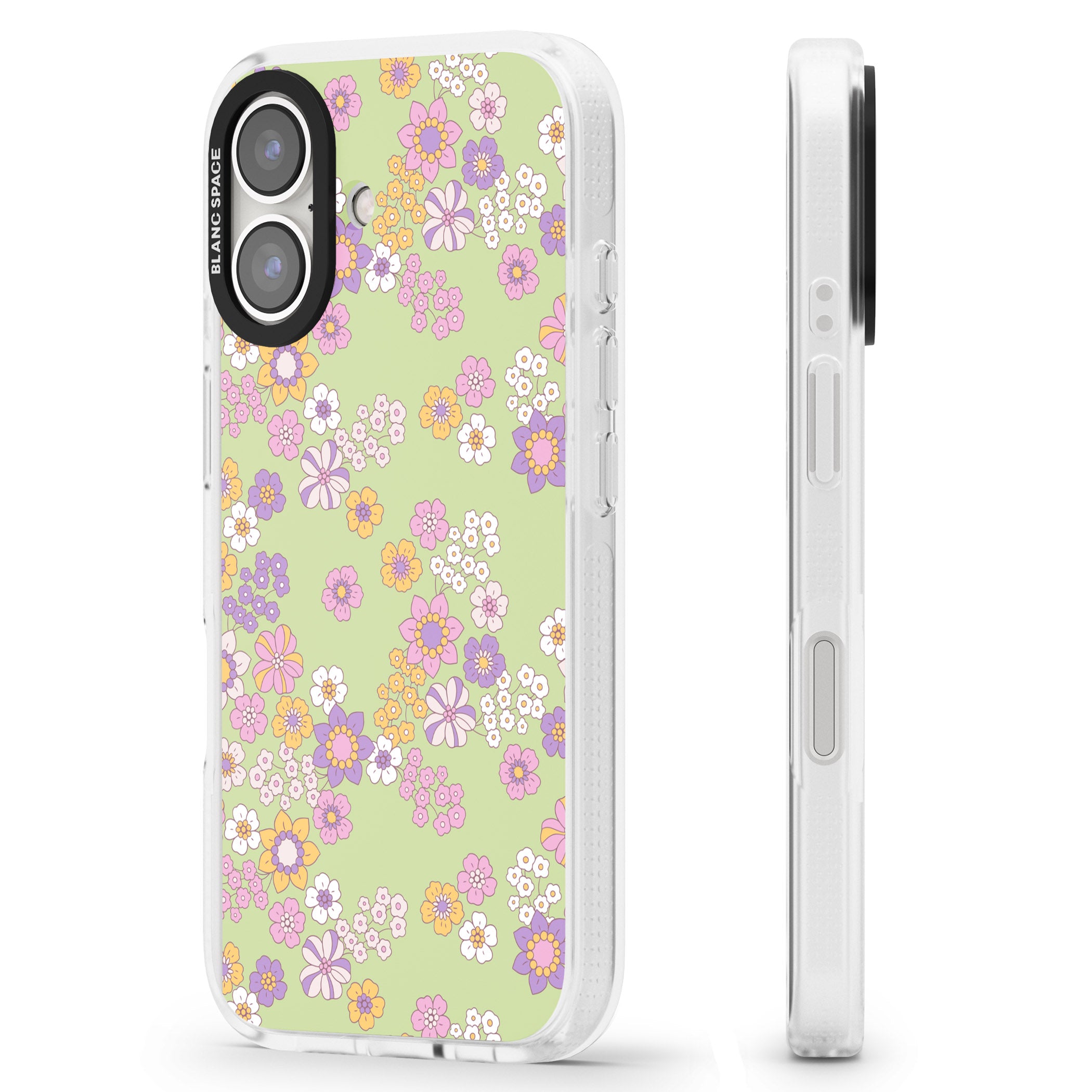 Grass Green Flowers iPhone 16 / 16 Plus Clear Case Impact Air - Blanc Space