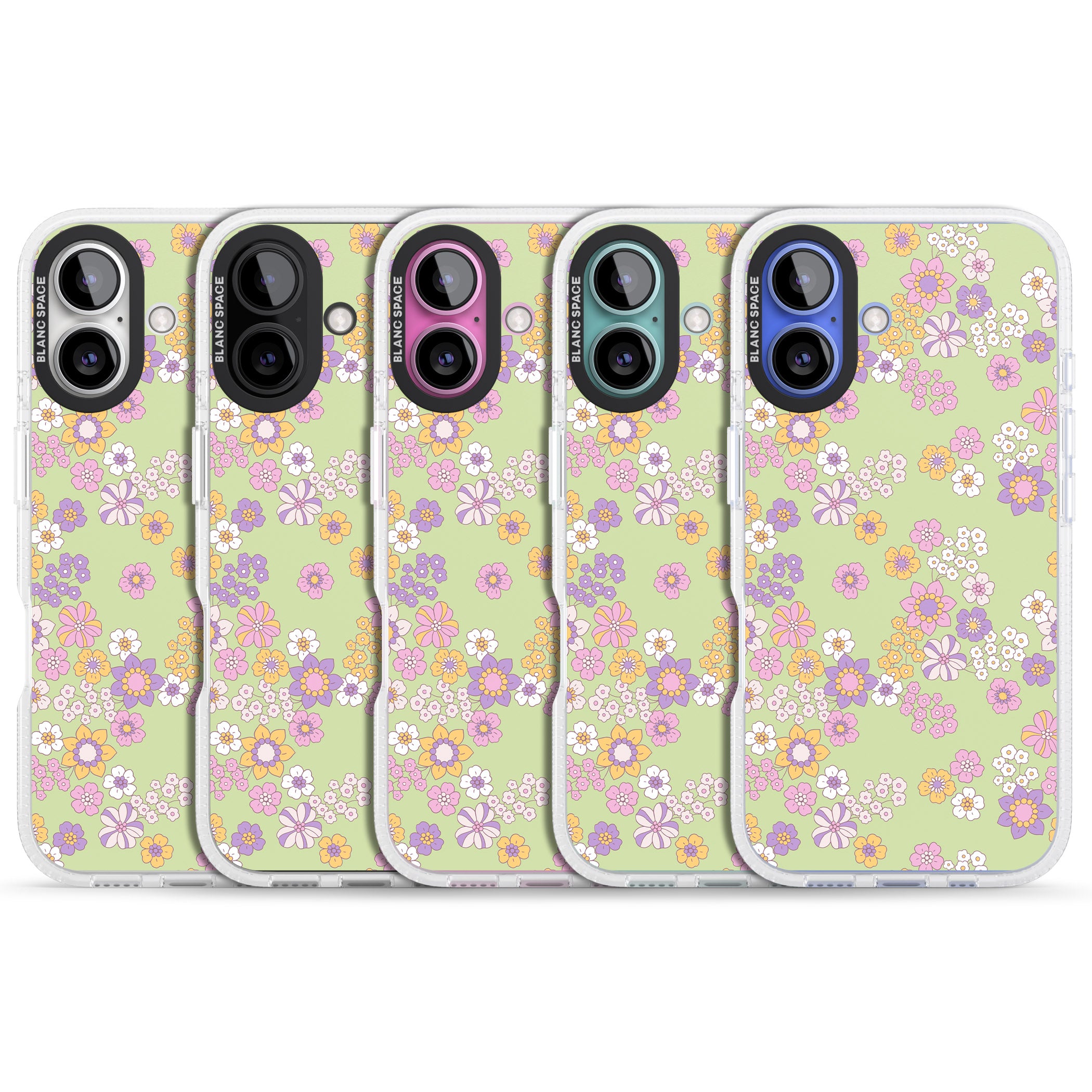 Grass Green Flowers iPhone 16 / 16 Plus Clear Case Impact Air - Blanc Space