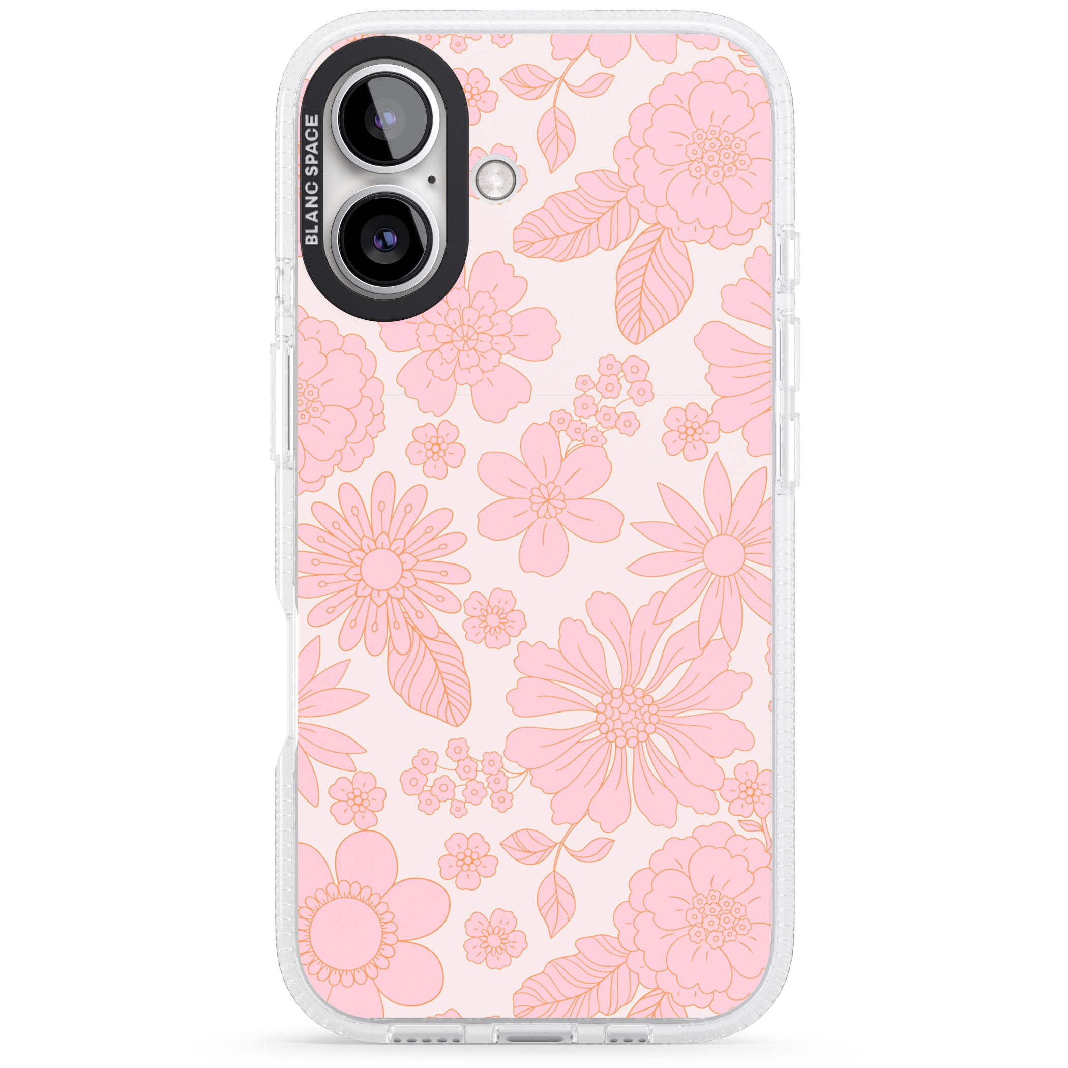 Gentle Pink Flowers iPhone 16 / 16 Plus Clear Case Impact Air - Blanc Space