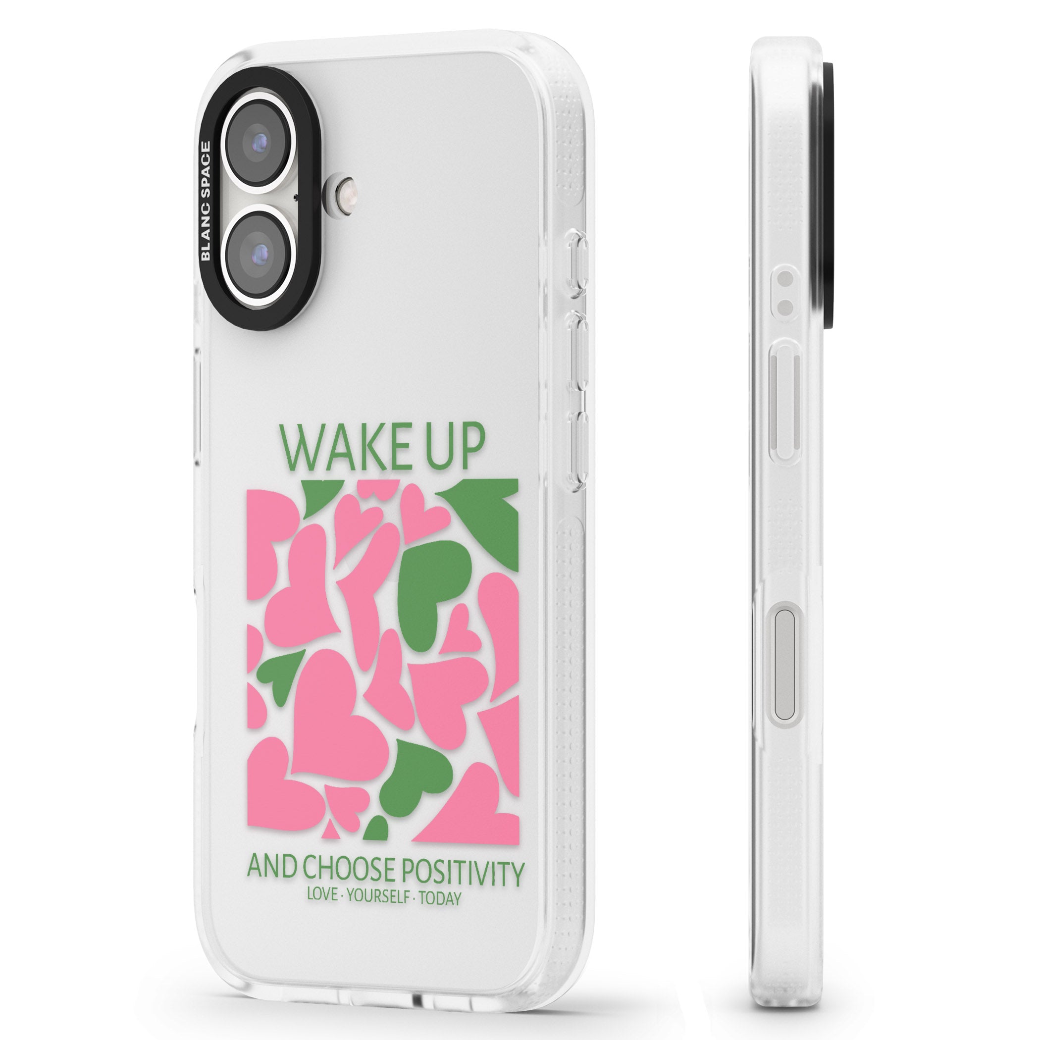 Wake Up And Choose Positivity iPhone 16 / 16 Plus Clear Case Impact Air - Blanc Space