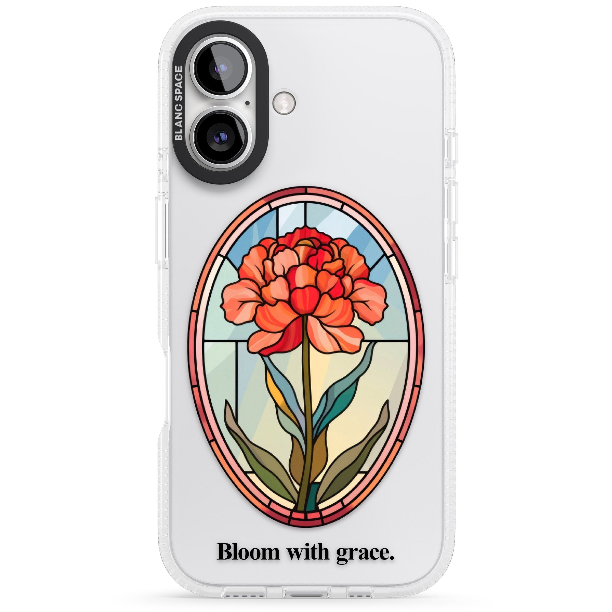 Bloom with grace iPhone 16 / 16 Plus Clear Case Impact Air - Blanc Space