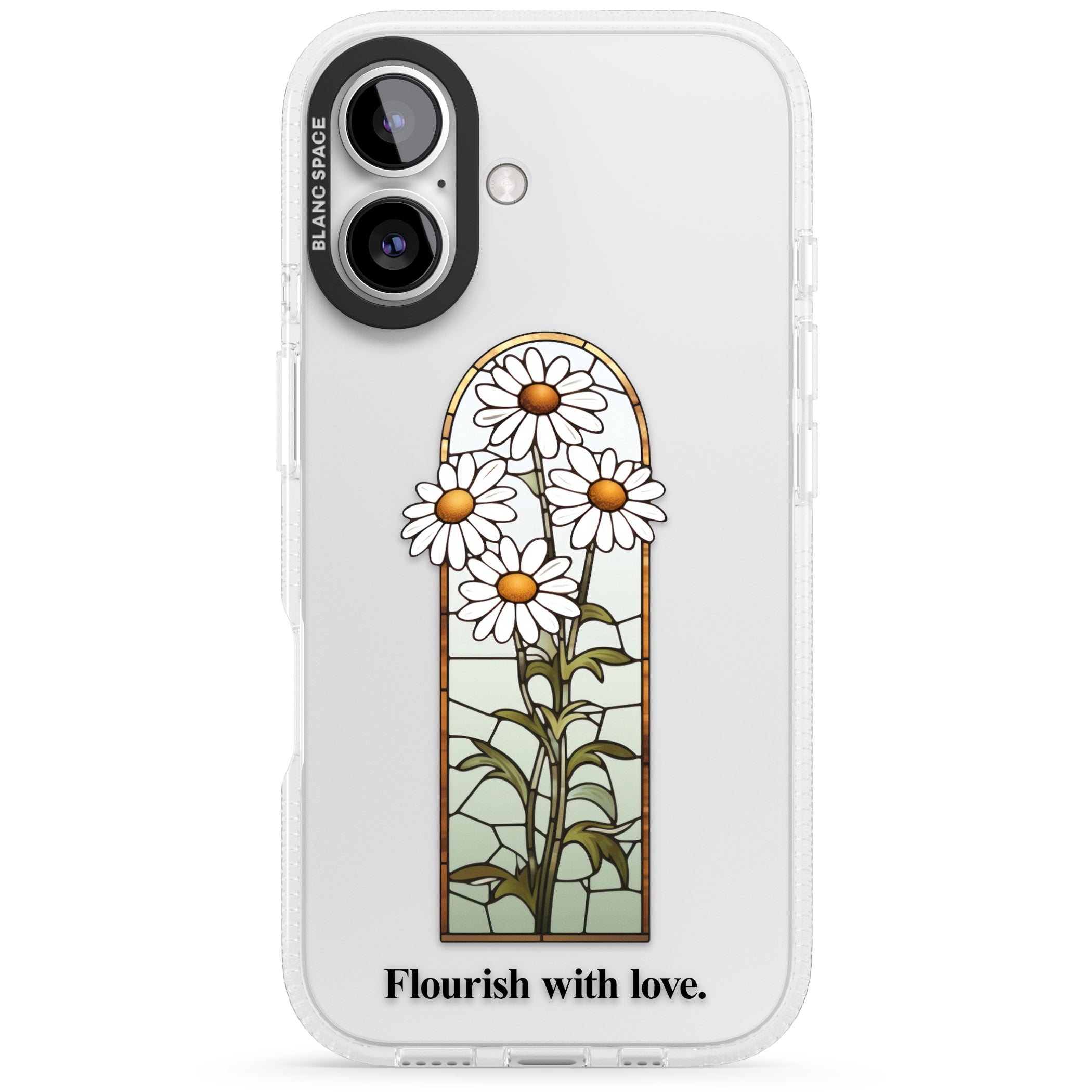 Flourish with love iPhone 16 / 16 Plus Clear Case Impact Air - Blanc Space